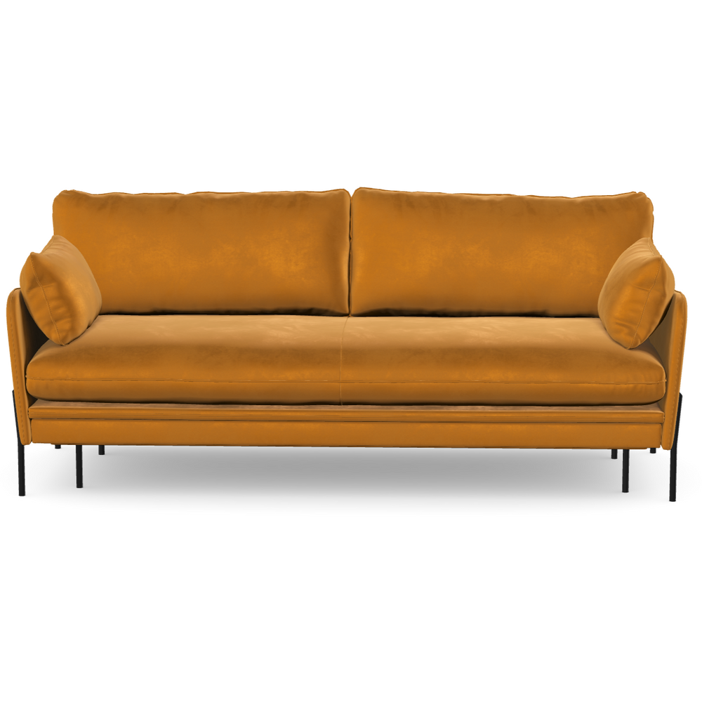 3 vietų sofa lova DONNIE, aksomo geltona spalva