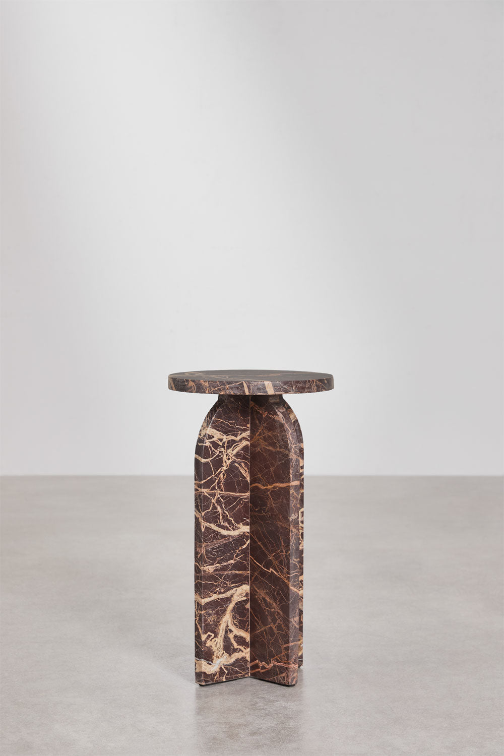 Graham šoninis staliukas Ø30 cm, raudonas marmuras