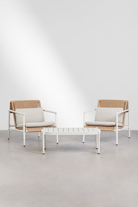 Dvivietė lauko sofa RATANO, ratanas, terakota