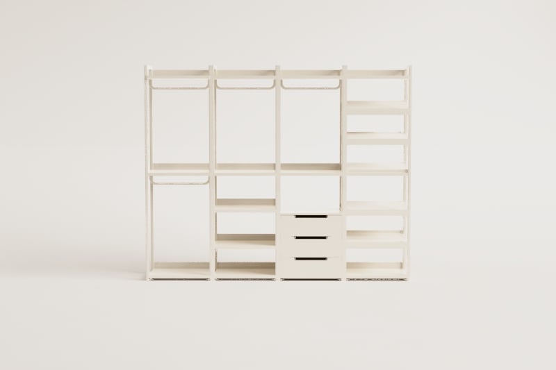 CENEUNO 4-part modular open wardrobe with shoe racks, metal
