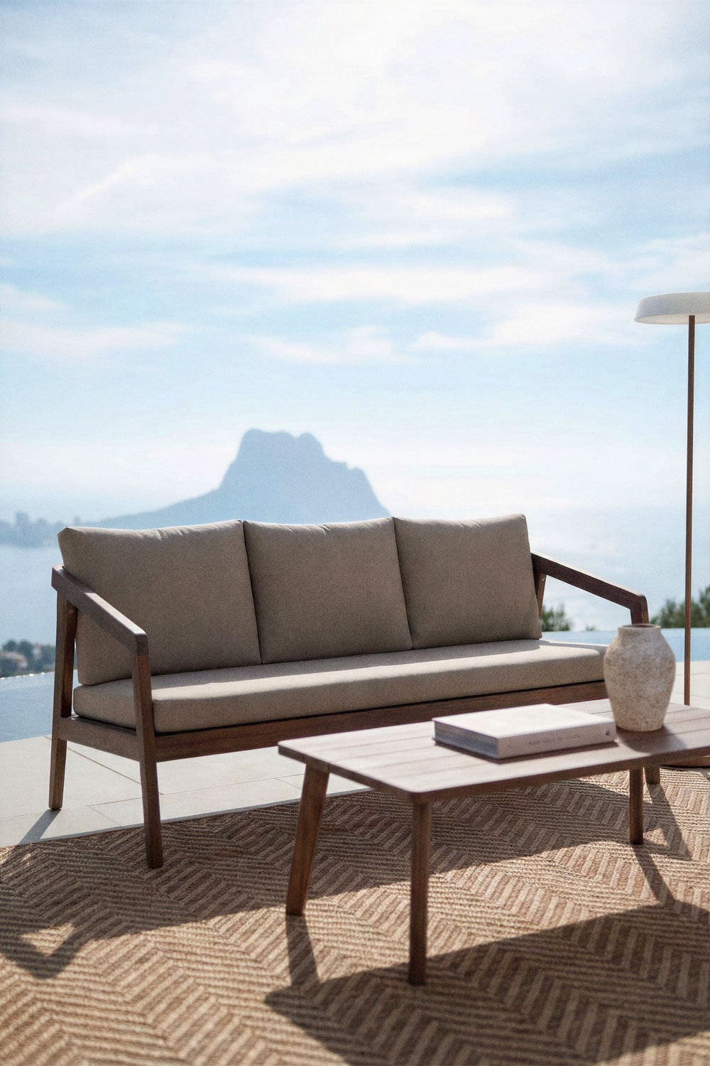 VIRVO three-seater sofa, dark acacia brown
