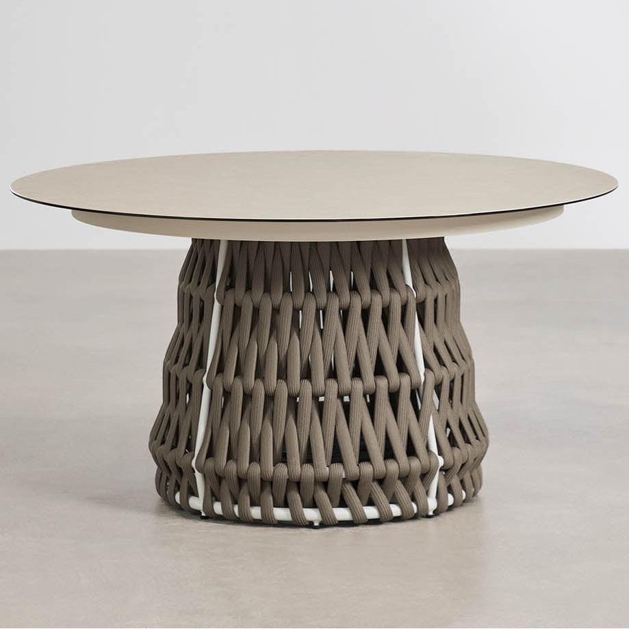Outdoor table TEVARY, round, ceramic, white