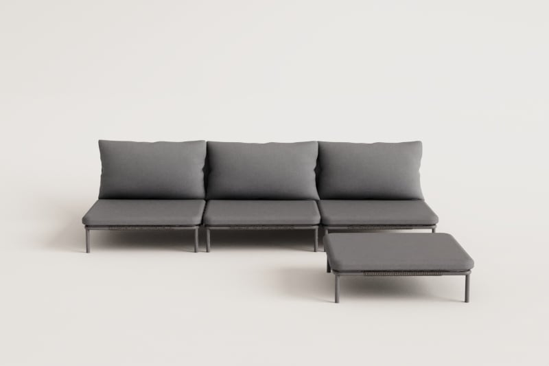 Āra dīvāns GRAFITO, trīsdaļīga sistēma, grafīta pelēks