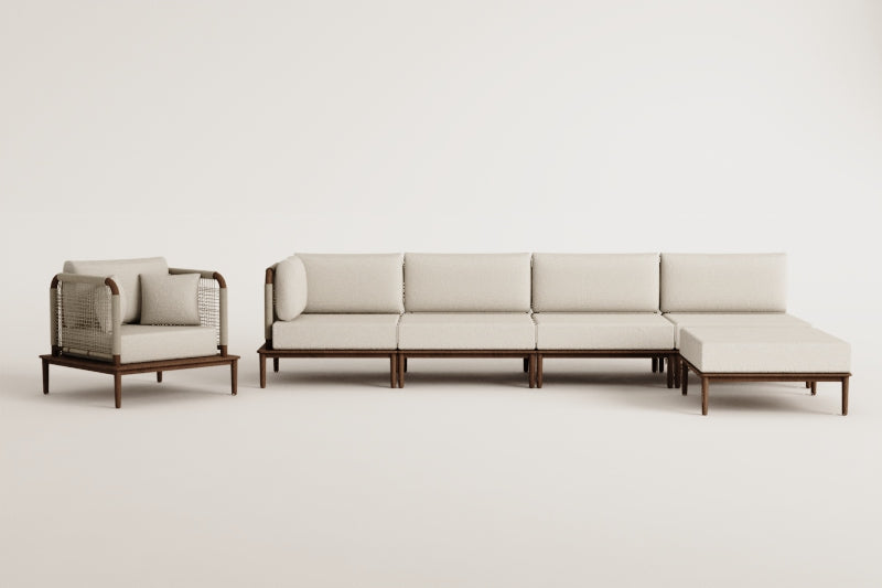Komplektas MODENA, sofa, pufas ir fotelis (7 vietų)