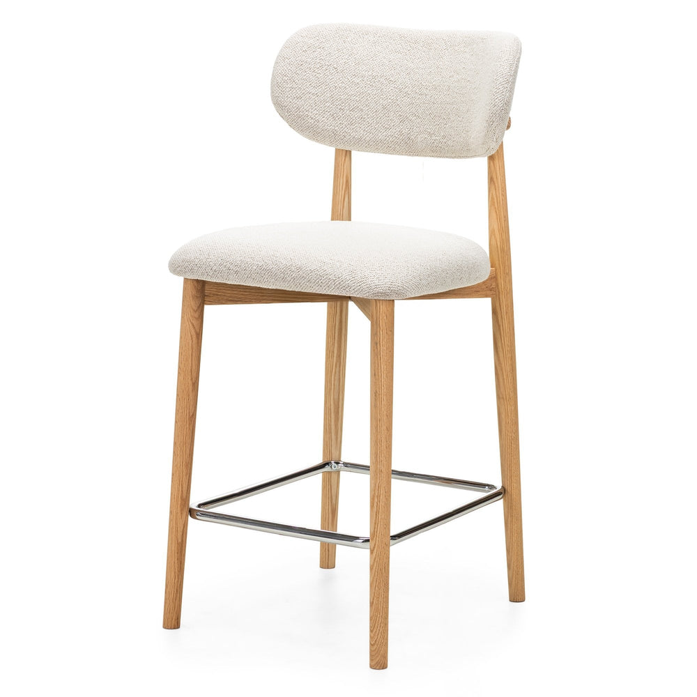 Bar stool ALDEN, cream/oak