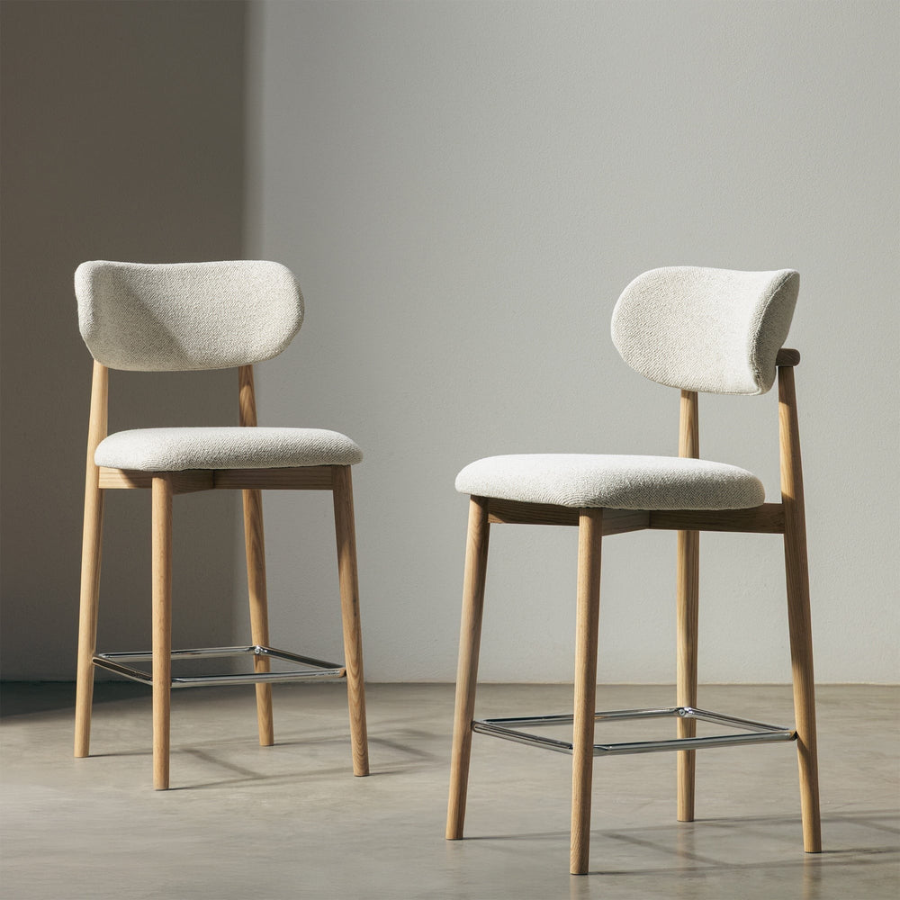 Bar stool ALDEN, cream/oak