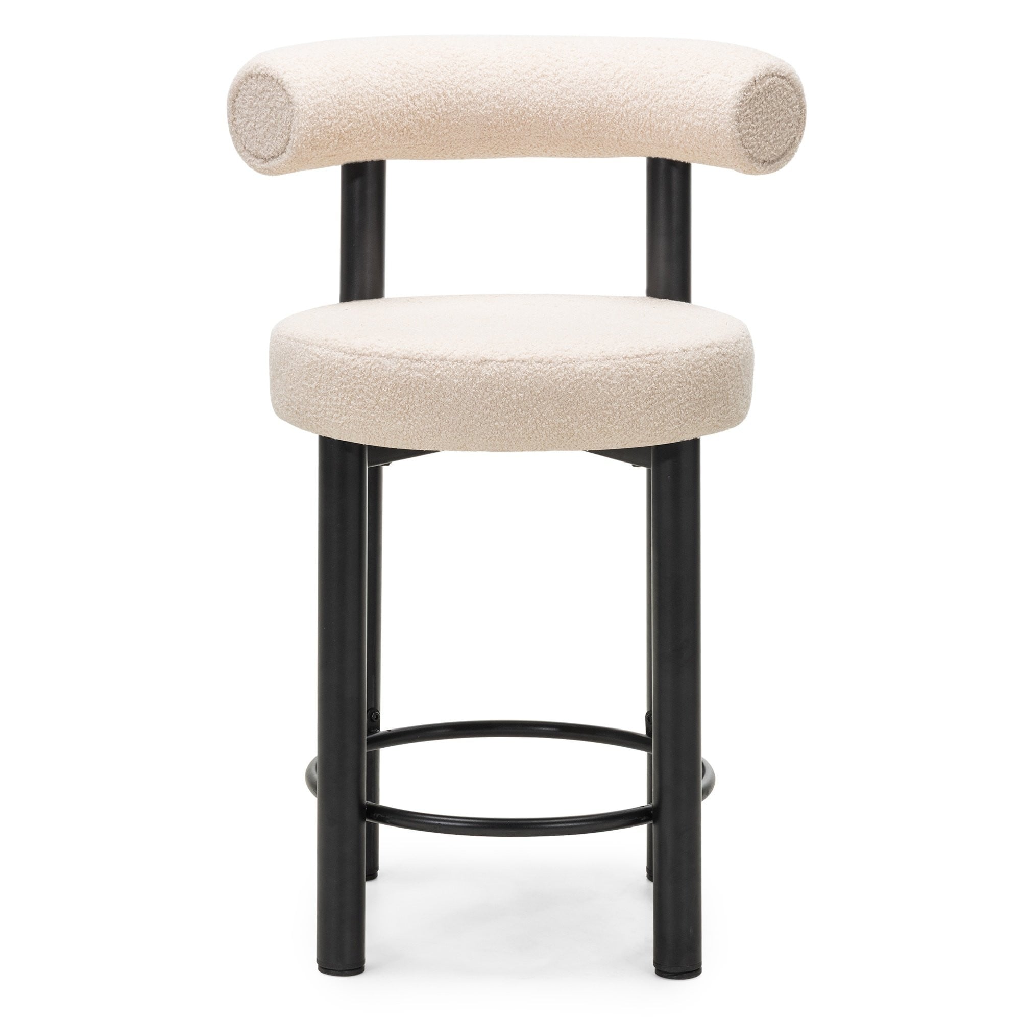 Bar stool PLISSE, boucle, sand/black