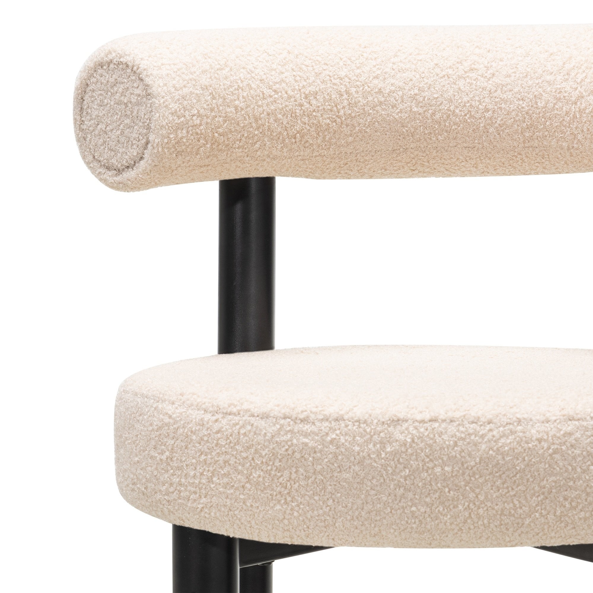 Bar stool PLISSE, boucle, sand/black