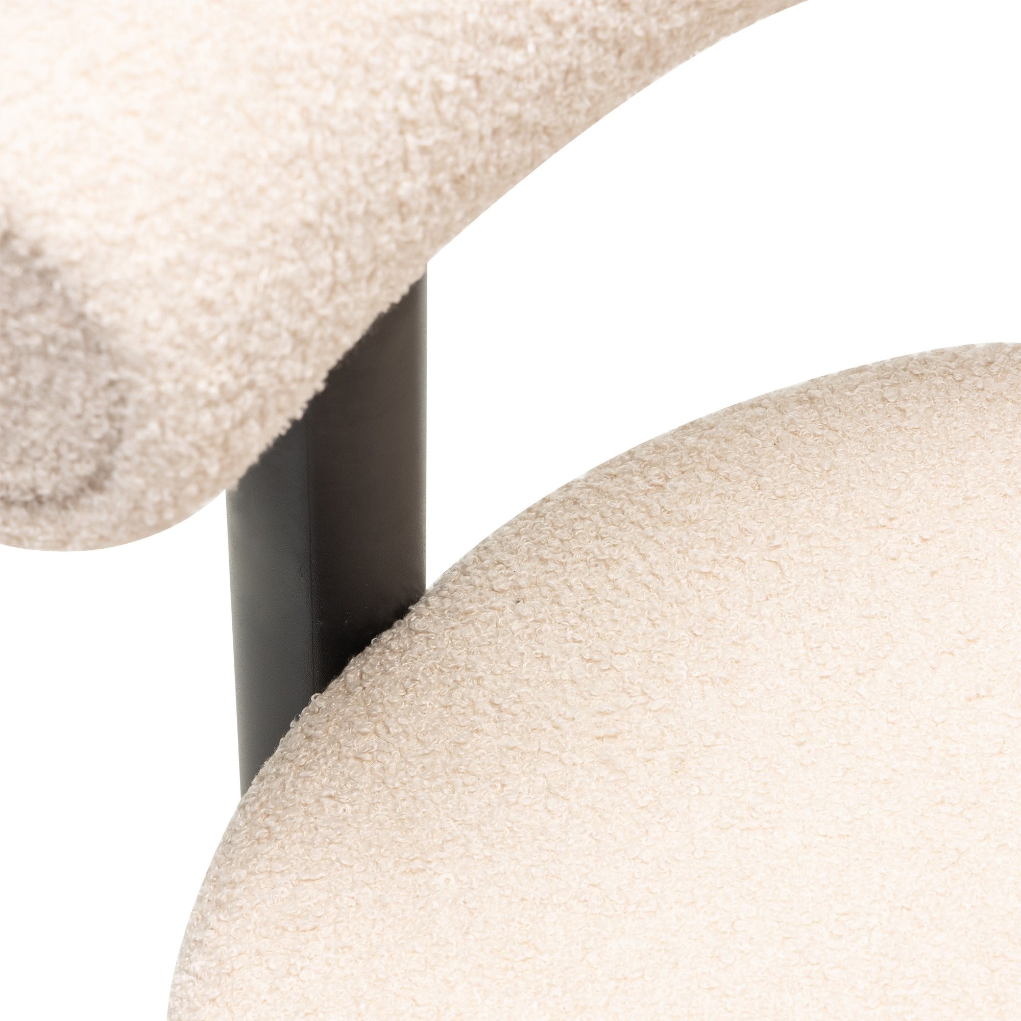 Bar stool PLISSE, boucle, sand/black