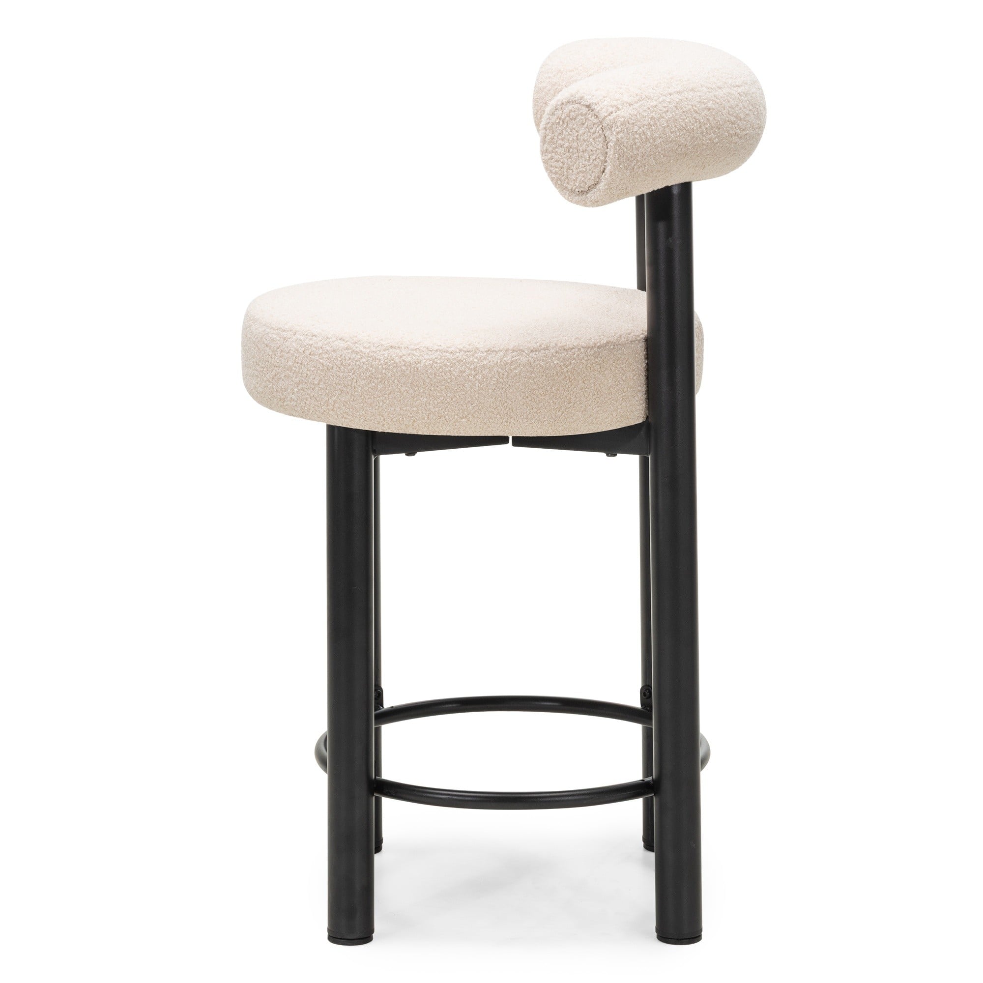 Bar stool PLISSE, boucle, sand/black