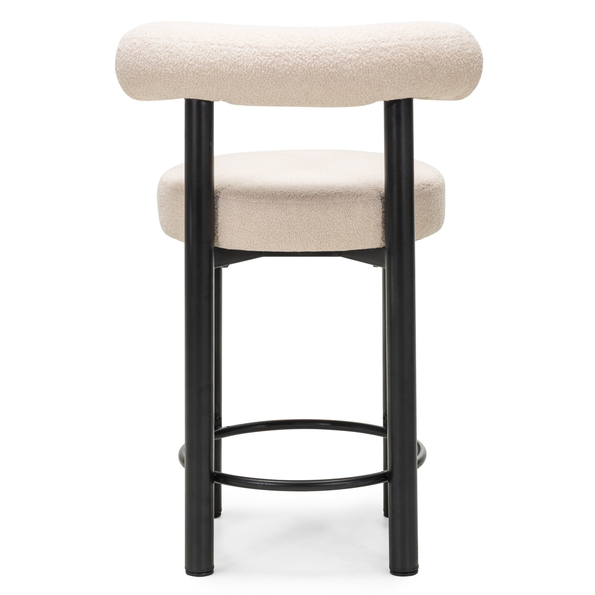 Bar stool PLISSE, boucle, sand/black