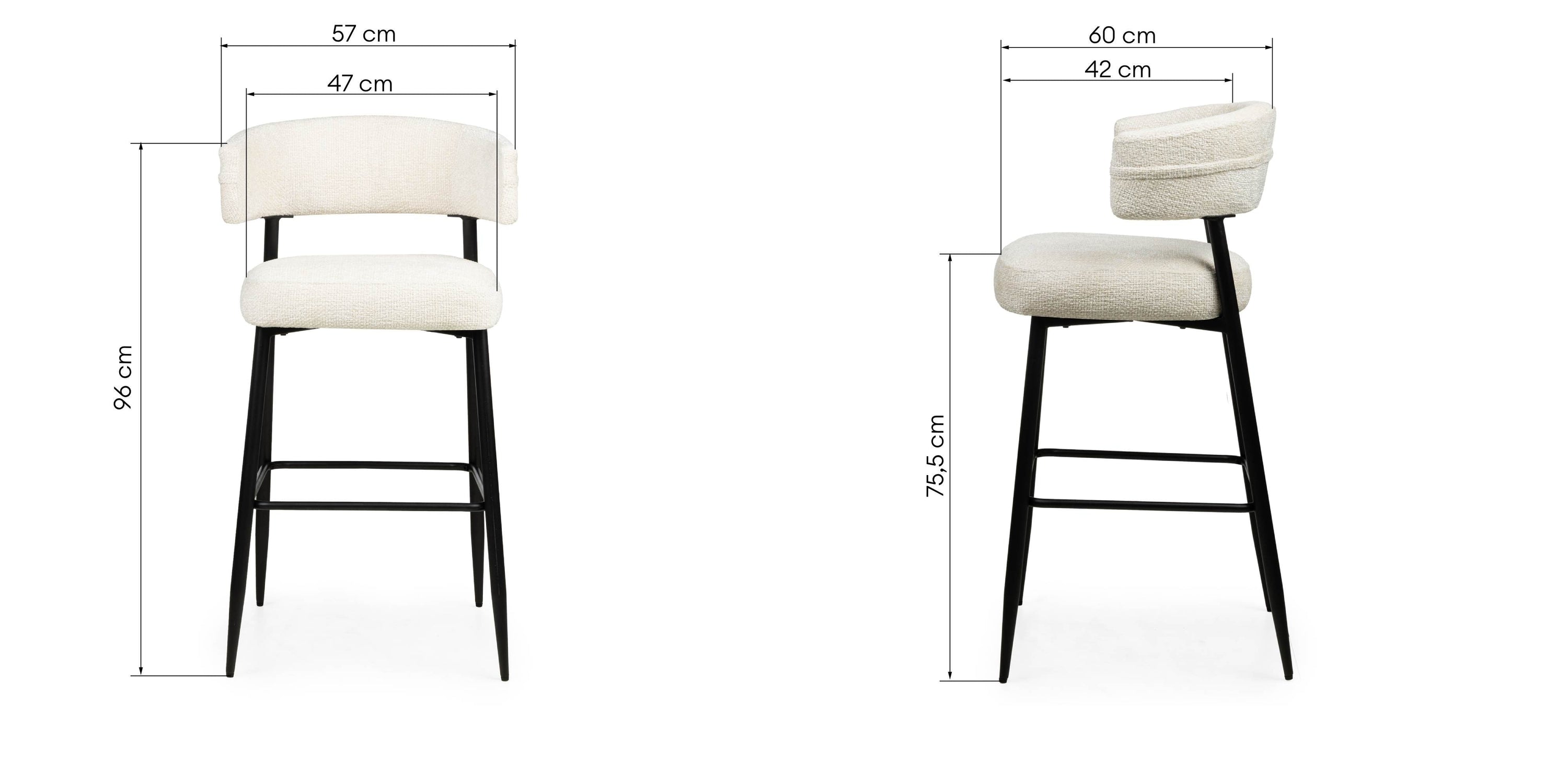 Bar stool SONNET, cream/black legs