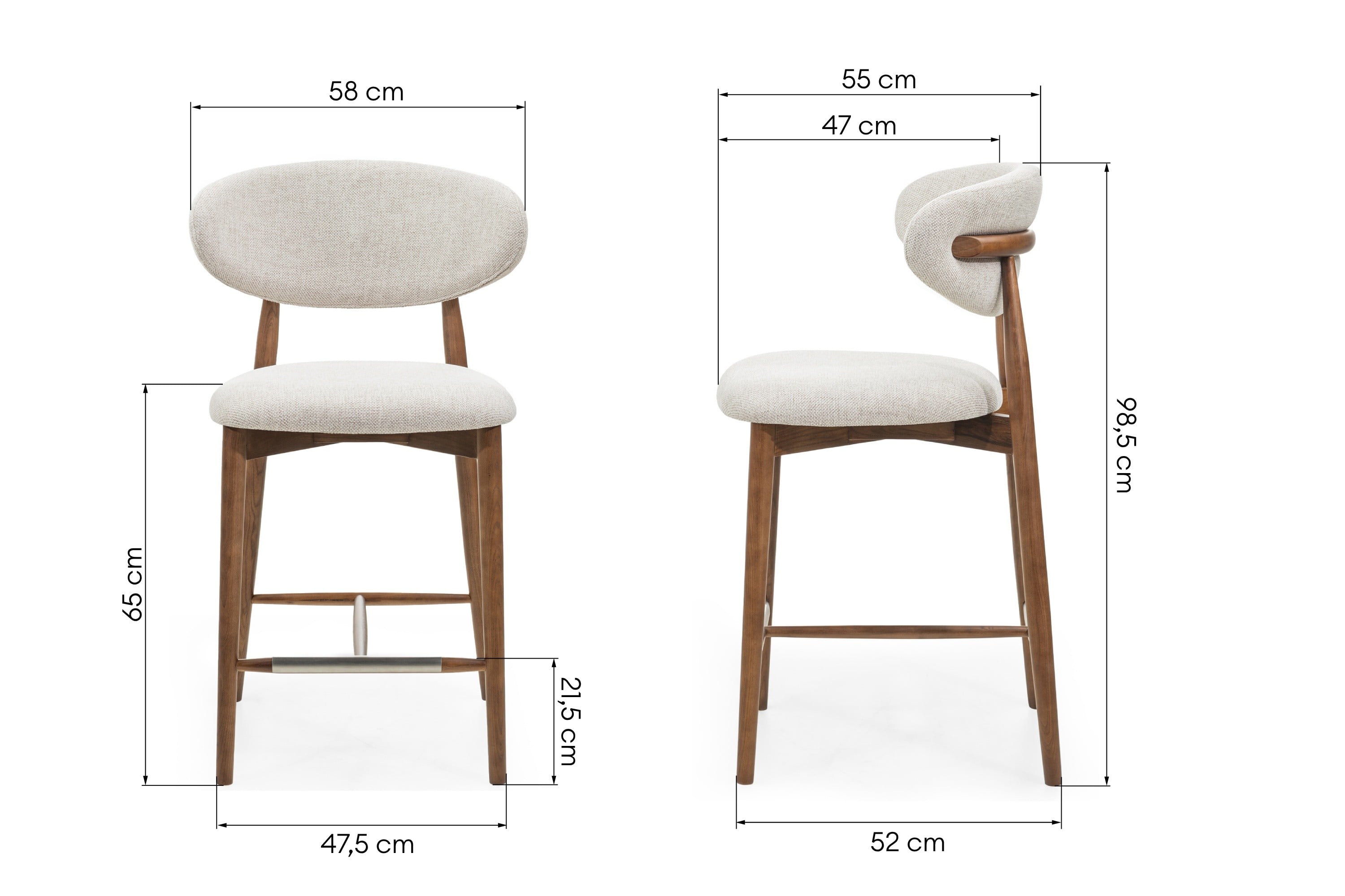 Bar stool JARDIN, sand/brown ash