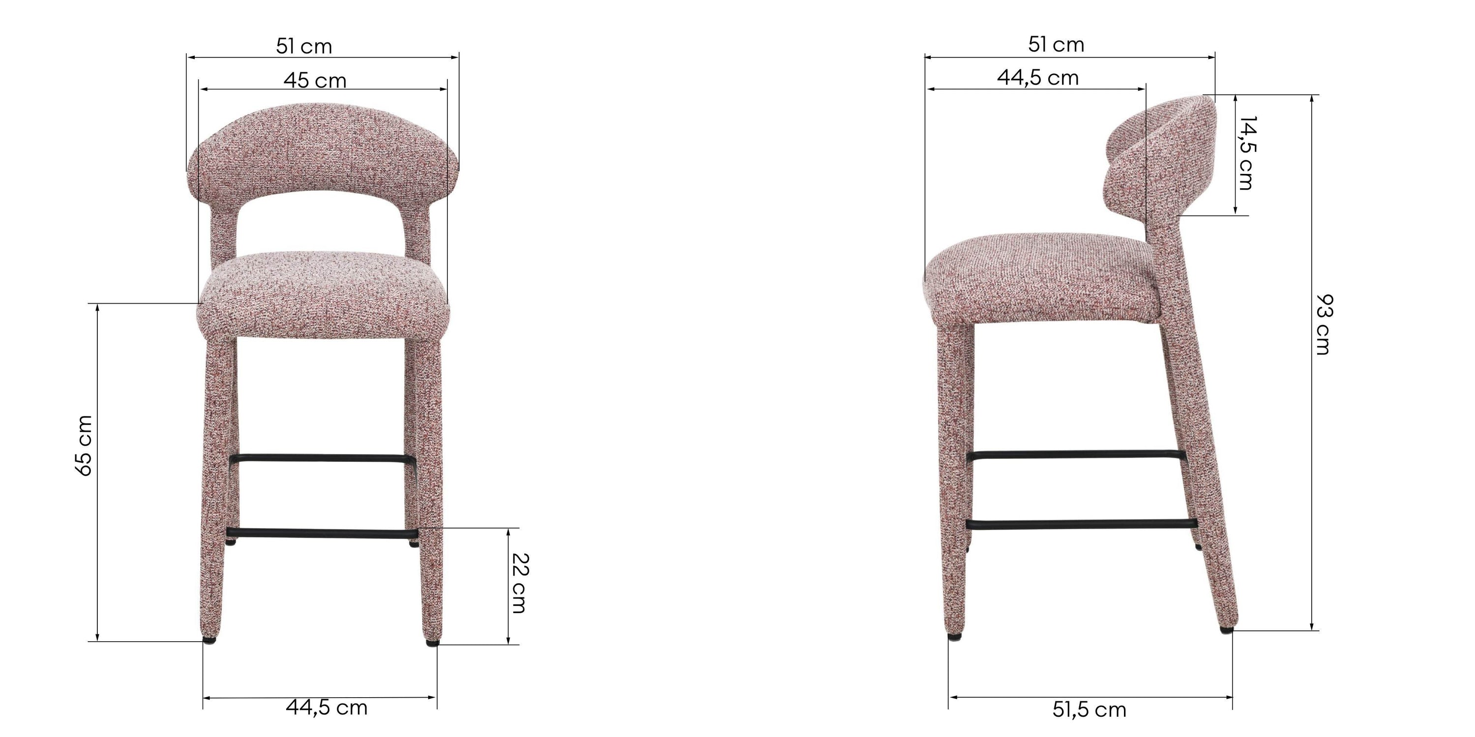 Bar stool FLAIR, melange, sand-burgundy