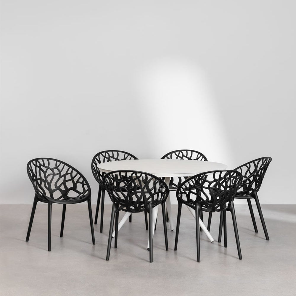Outdoor dining set VALERIE, black, 6 chairs
