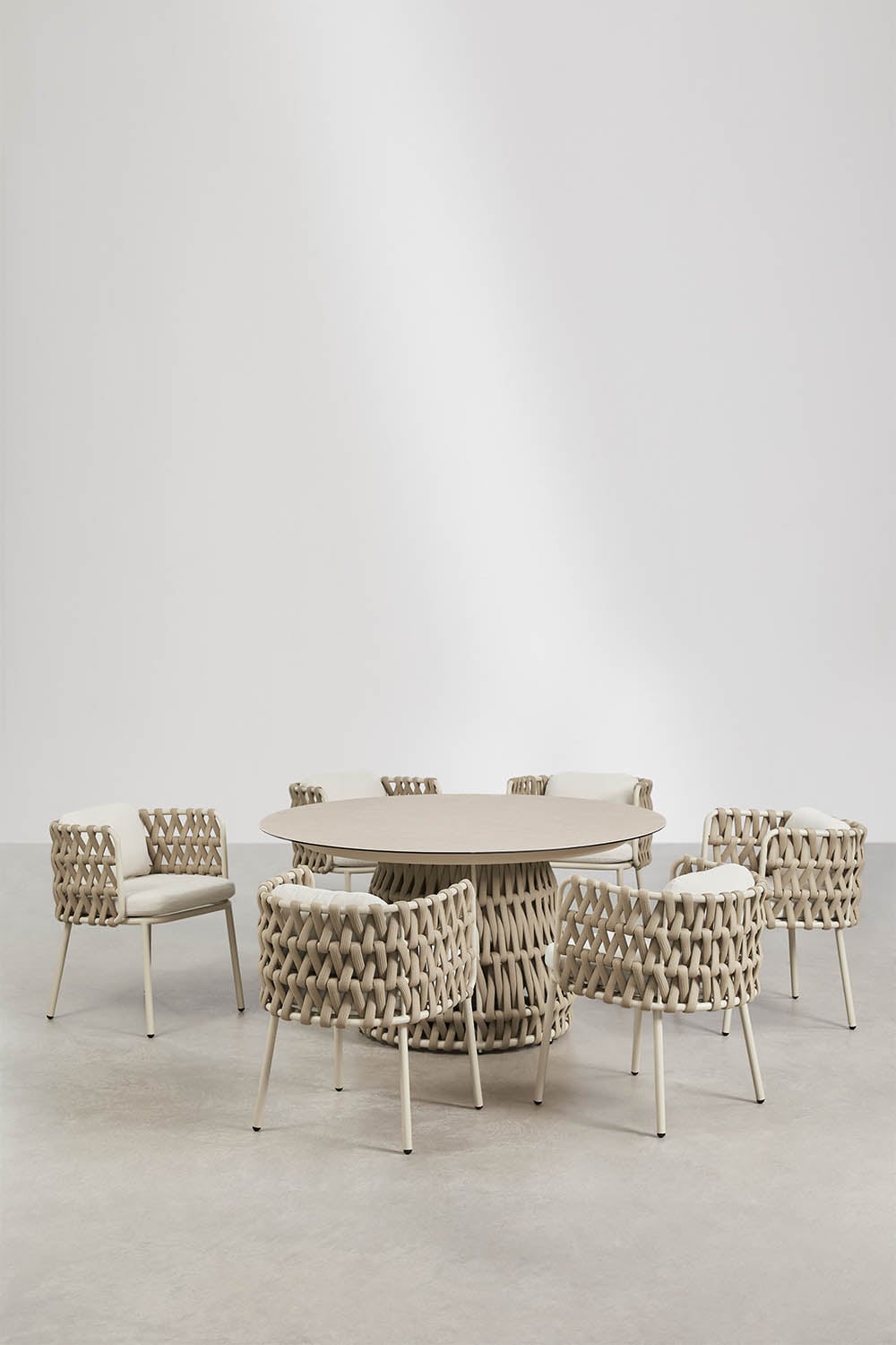 Outdoor furniture set TEVARY, table and chairs, cream