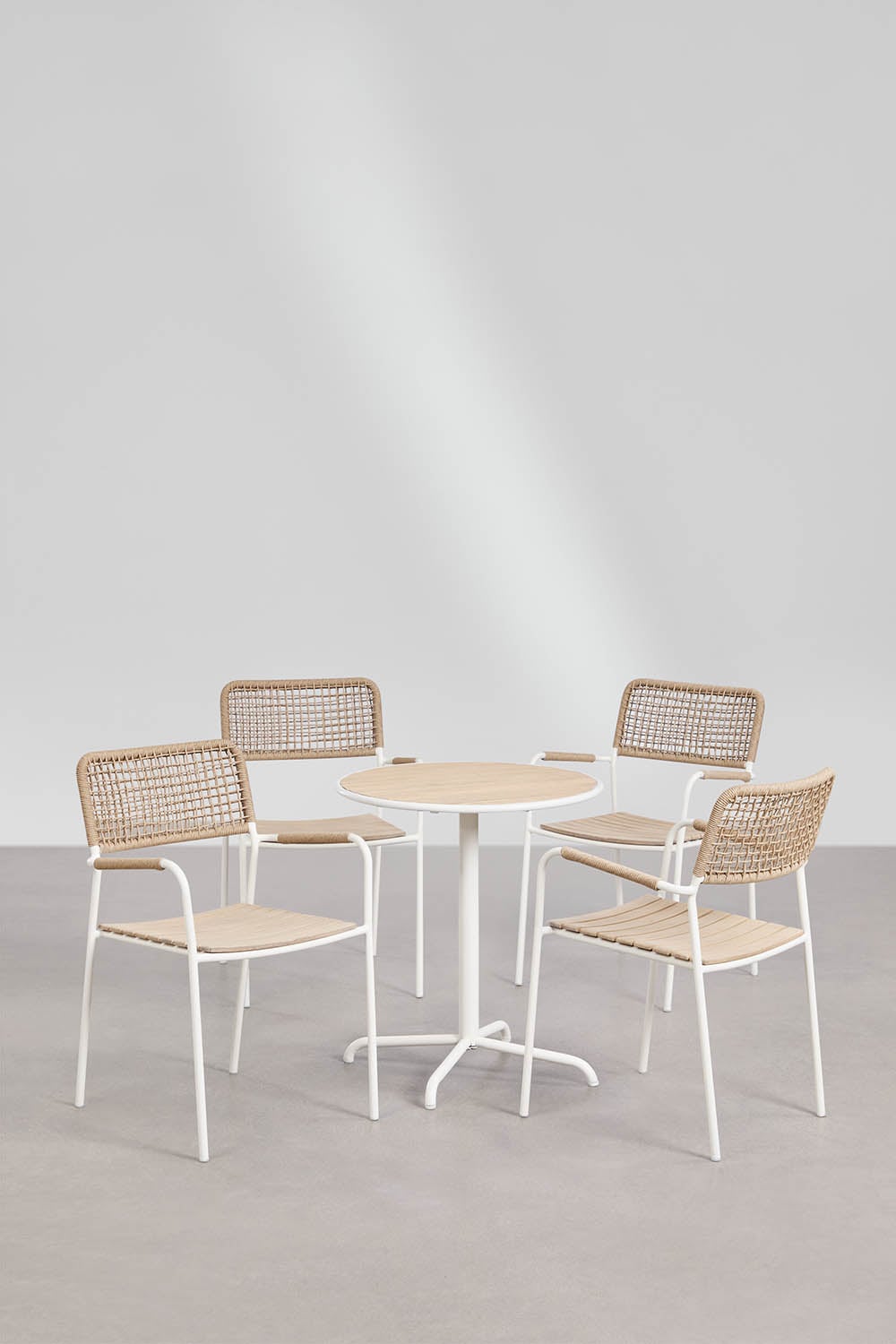 Outdoor set TILDA, round table, 4 chairs, white