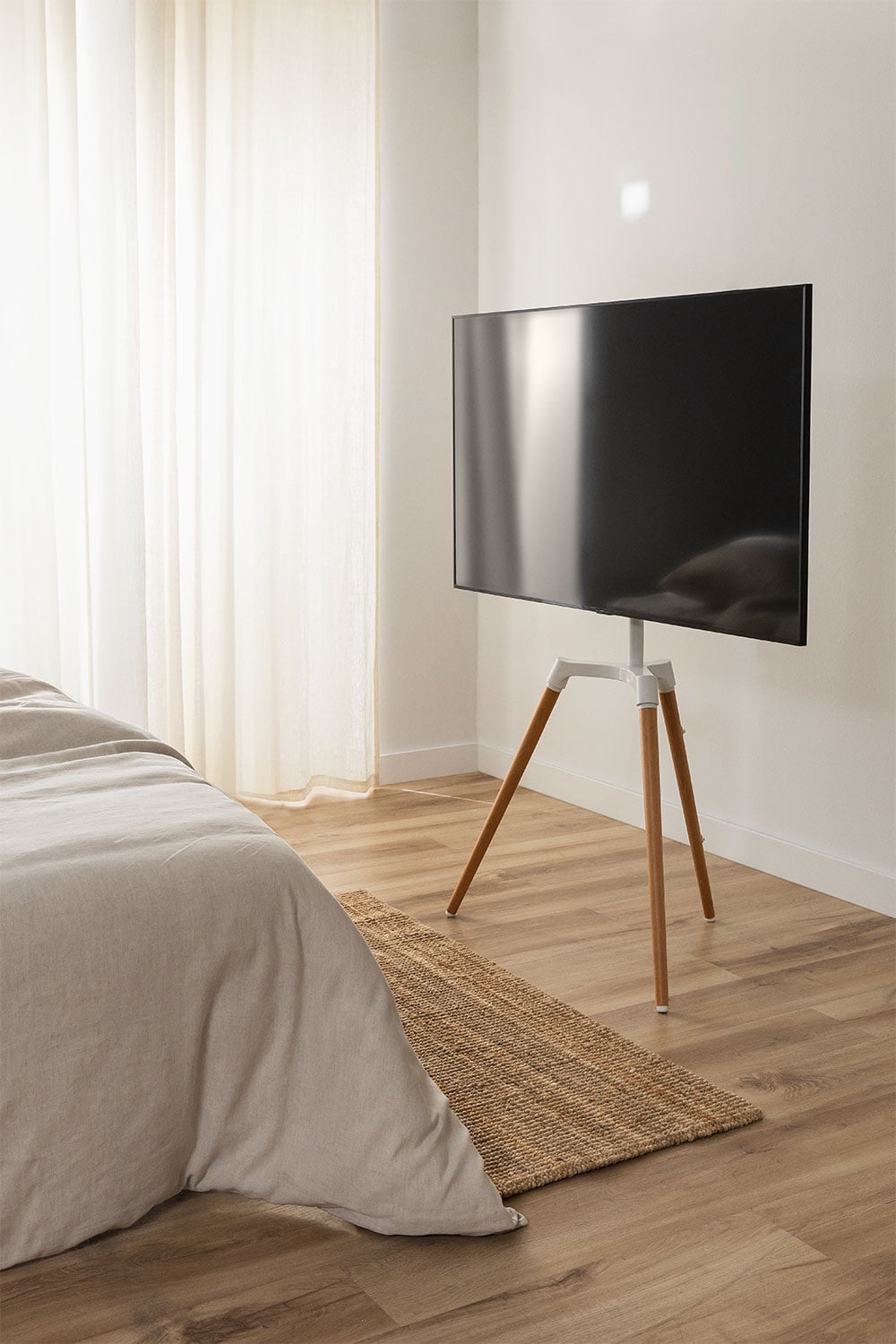 TV stand KATEA, steel and beech