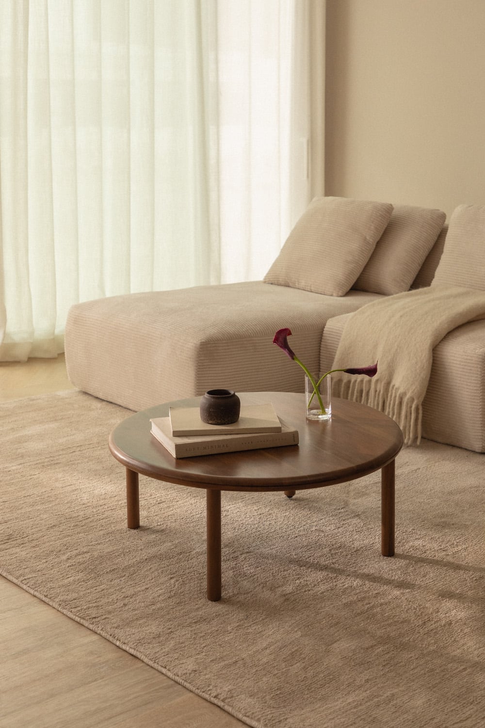 ZENIURA Round Coffee Table, acacia wood