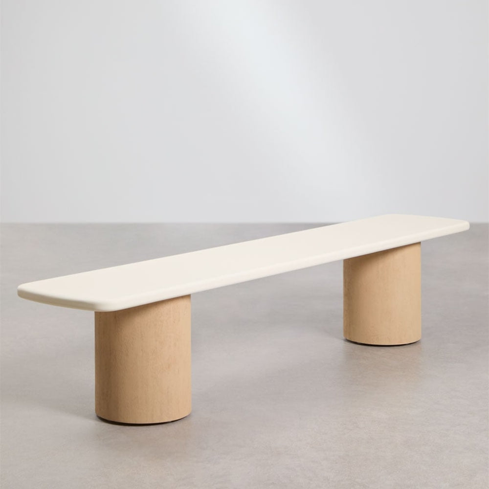 Outdoor bench SHARPAY, cement, light acacia