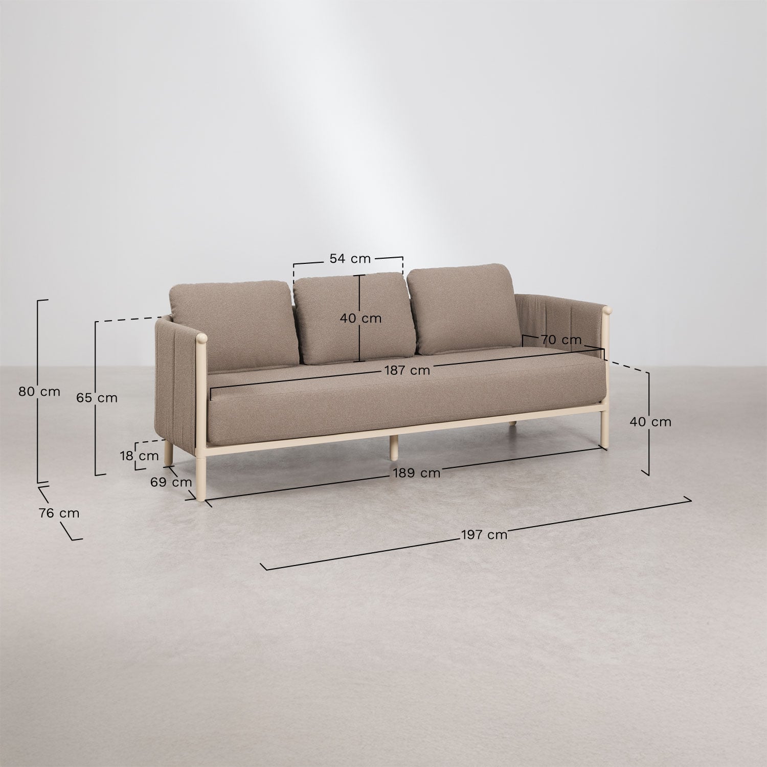 Lauko trivietė sofa DUNA, kreminė