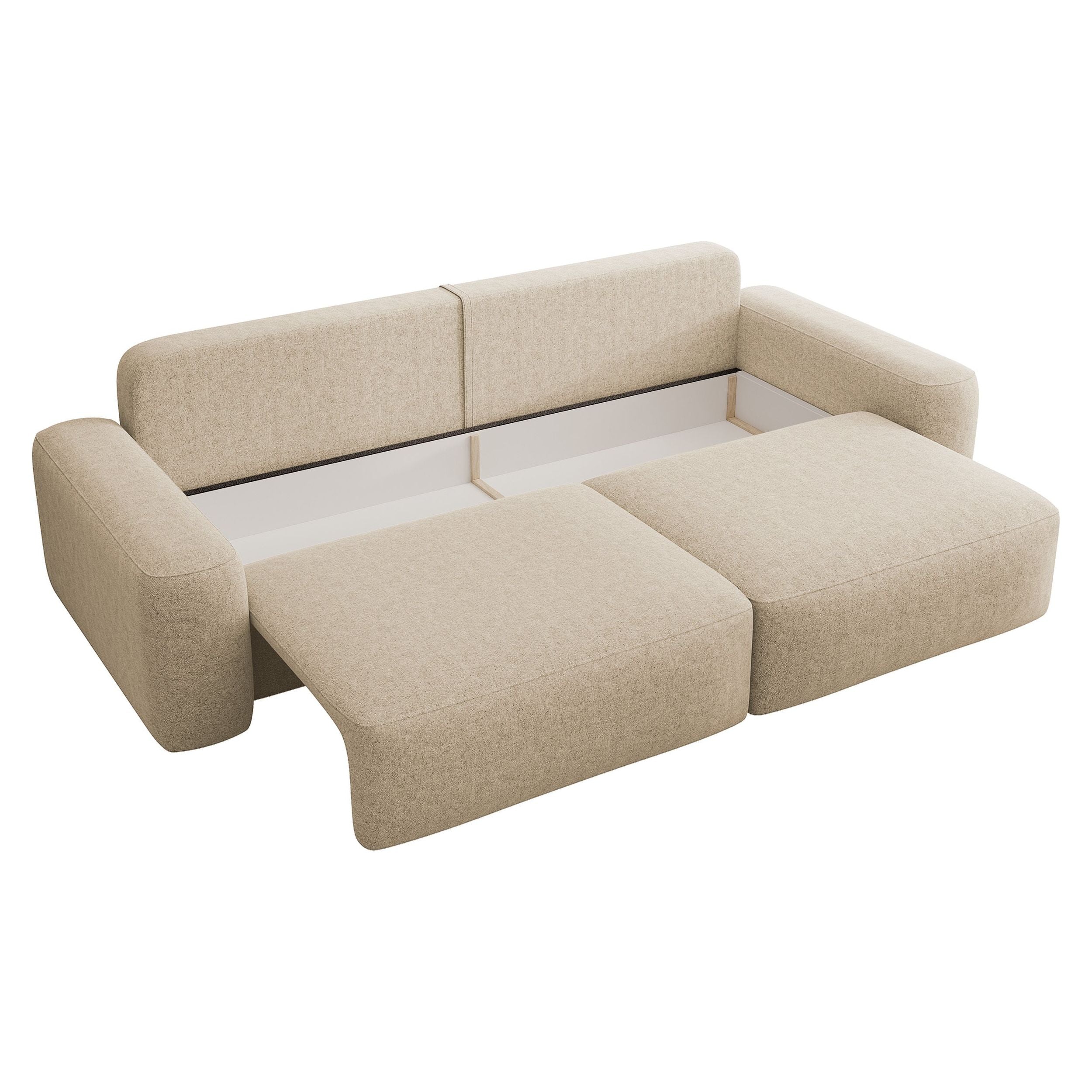 Sofa lova CARNA, šviesi smėlio spalva, boucle