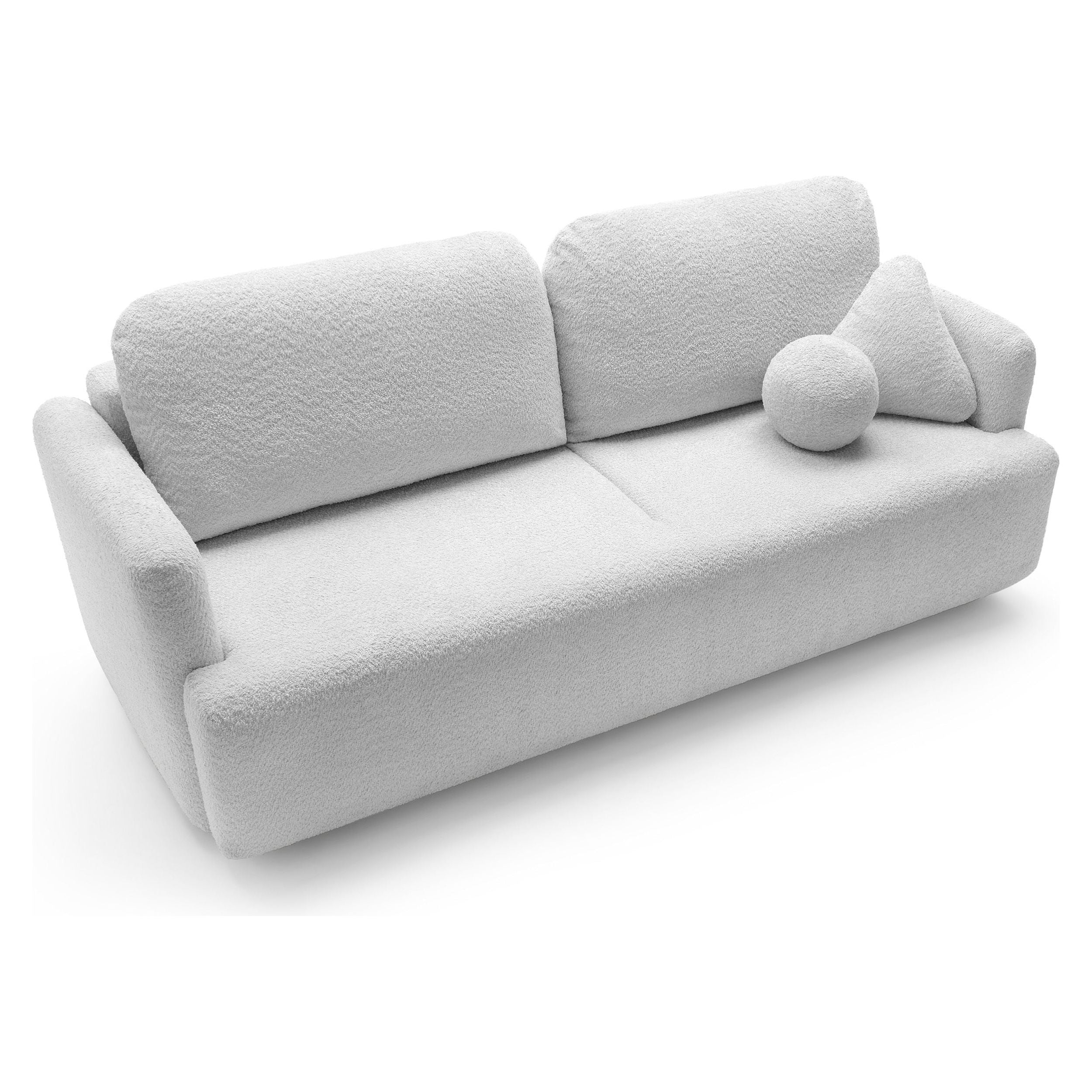 Sofa su daiktadėže AMBINA, šviesiai pilka spalva, boucle