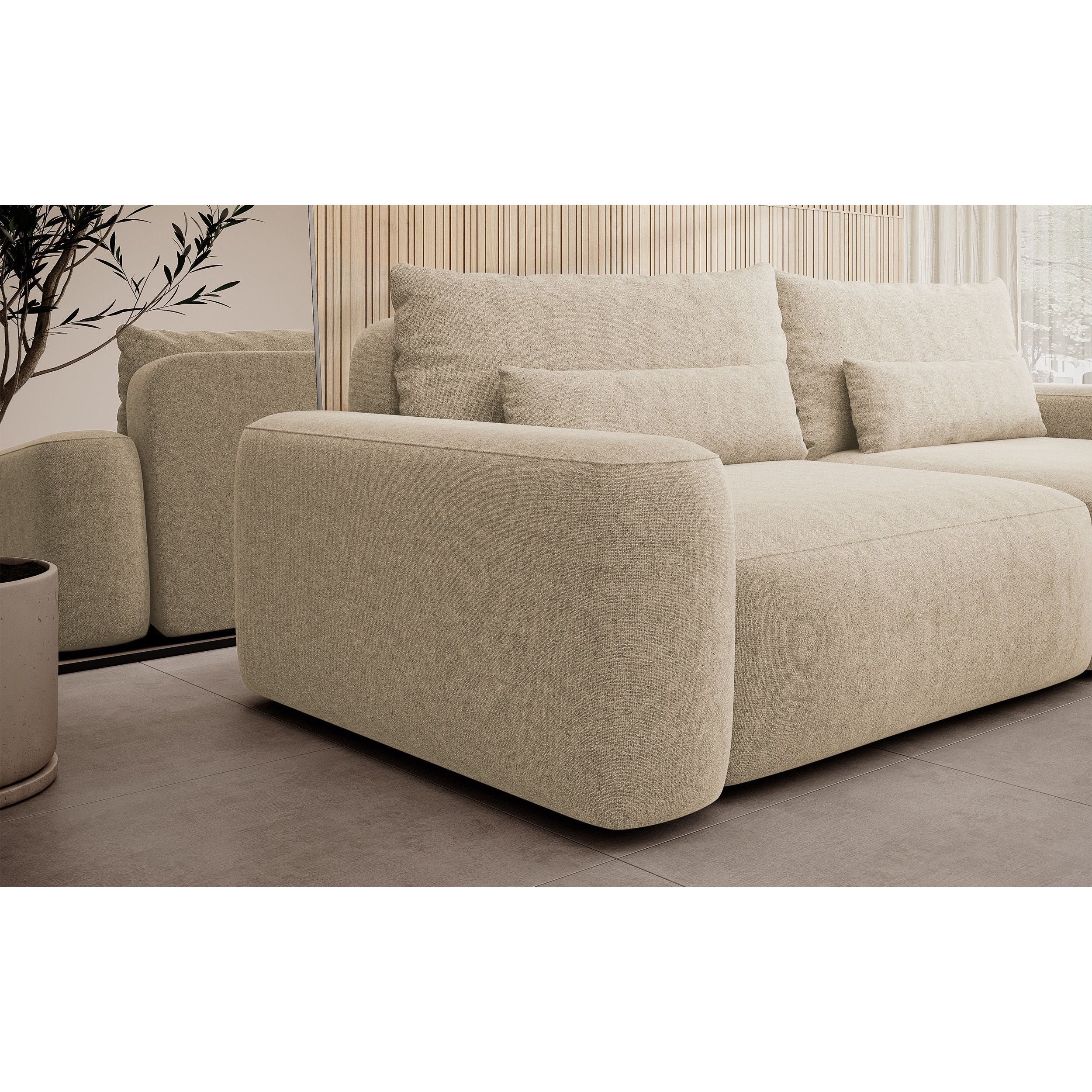 Sofa lova CARNA, šviesi smėlio spalva, boucle