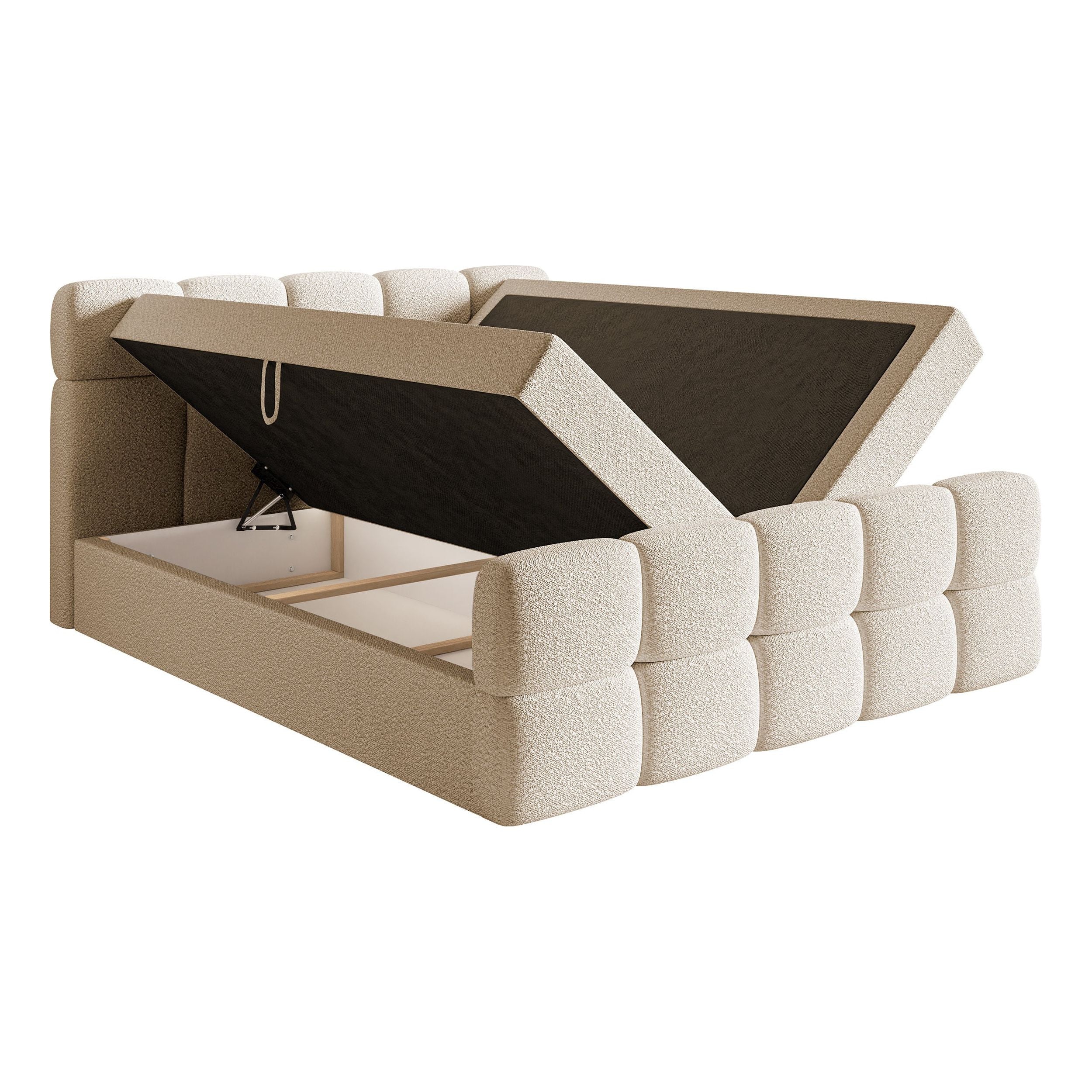 Continental bed Clouds, light beige, boucle fabric
