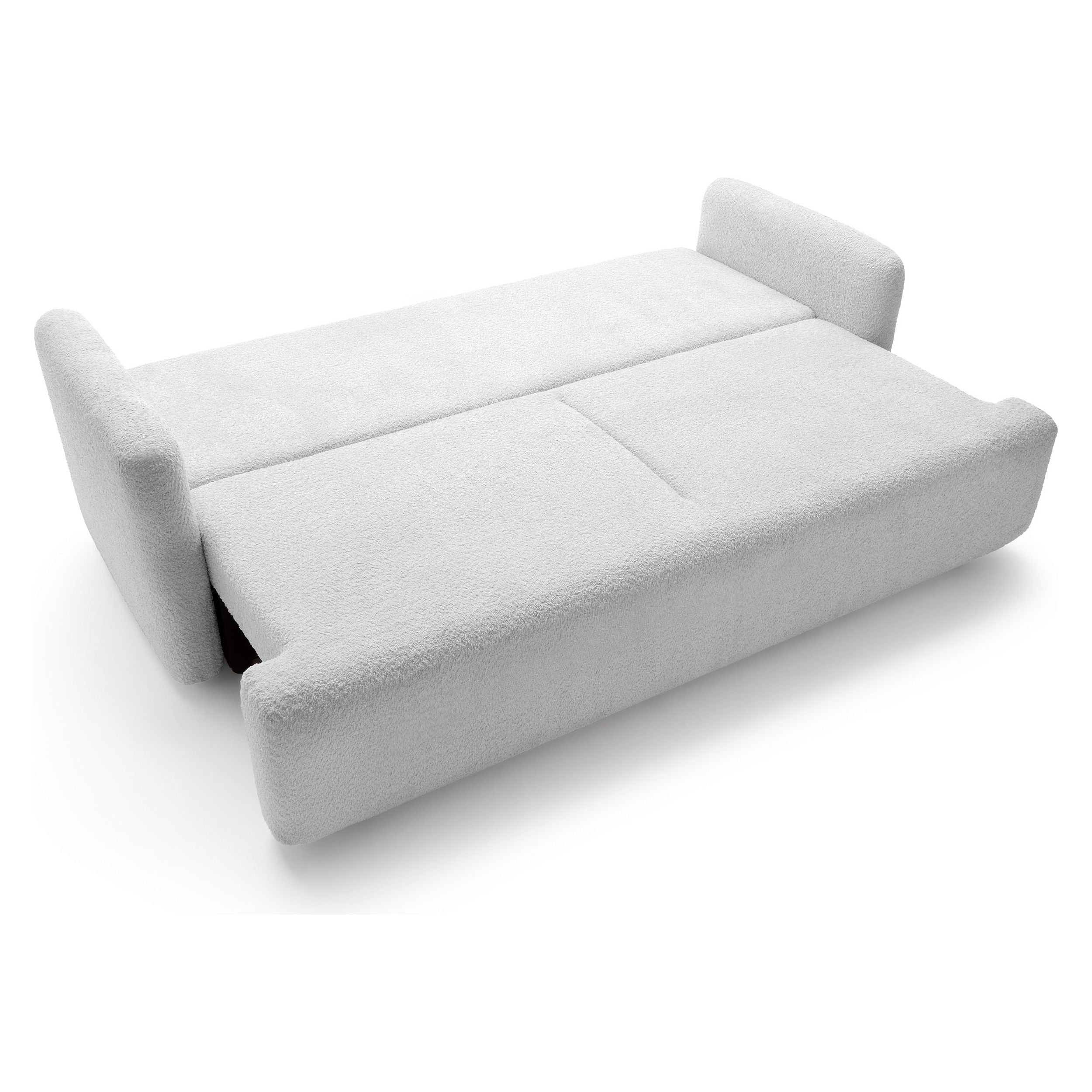 Sofa su daiktadėže AMBINA, šviesiai pilka spalva, boucle
