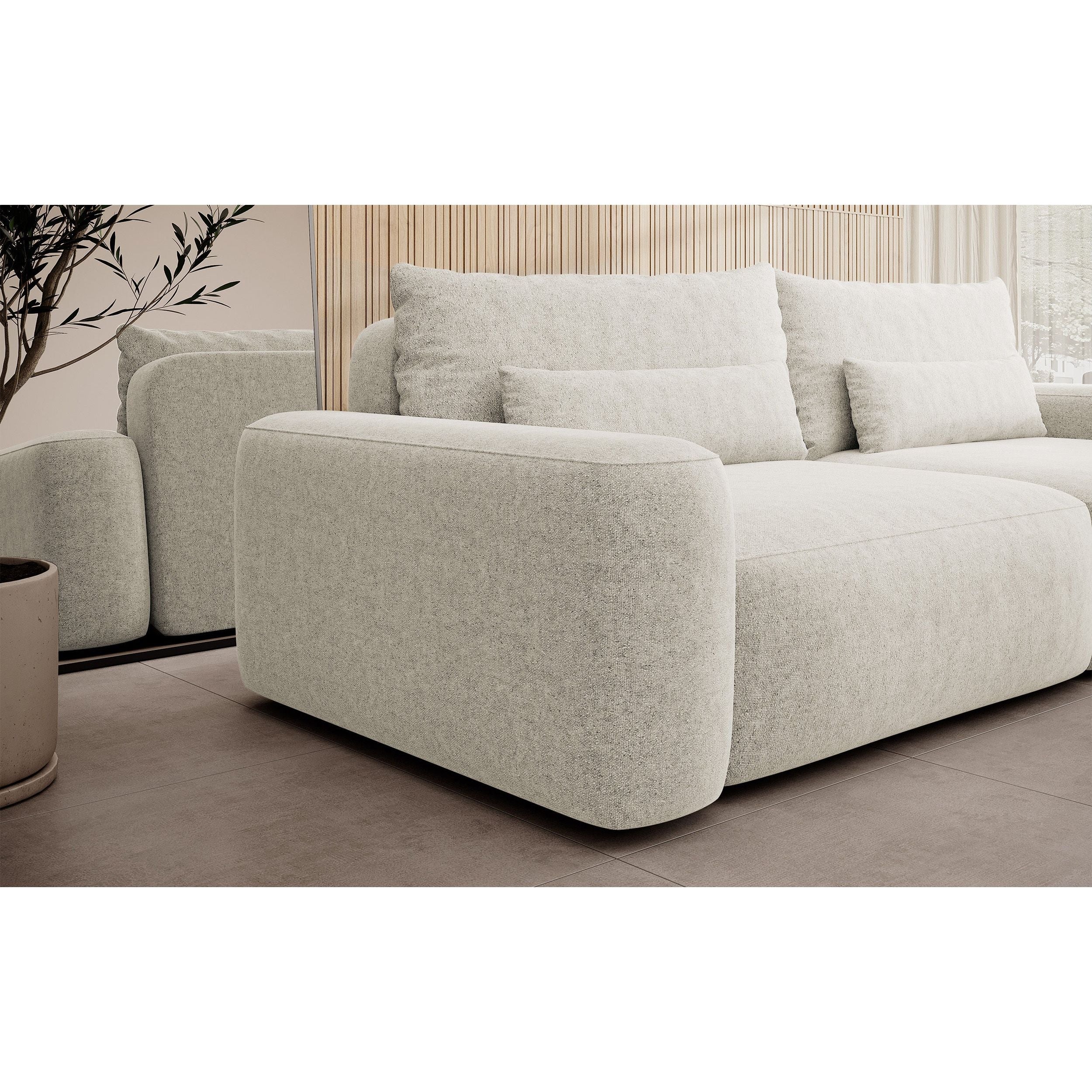 Sofa lova CARNA, kreminė spalva, boucle