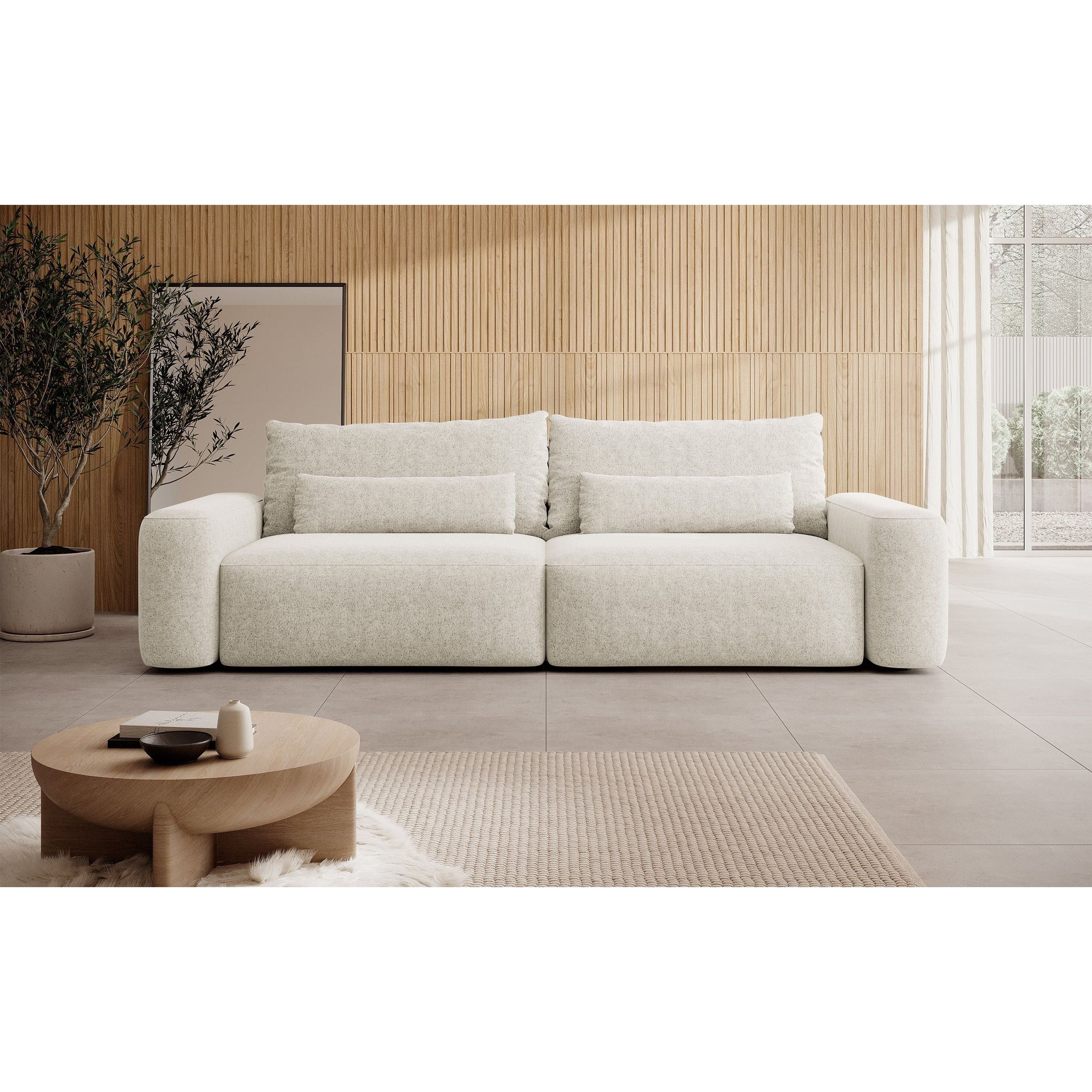 Sofa lova CARNA, kreminė spalva, boucle