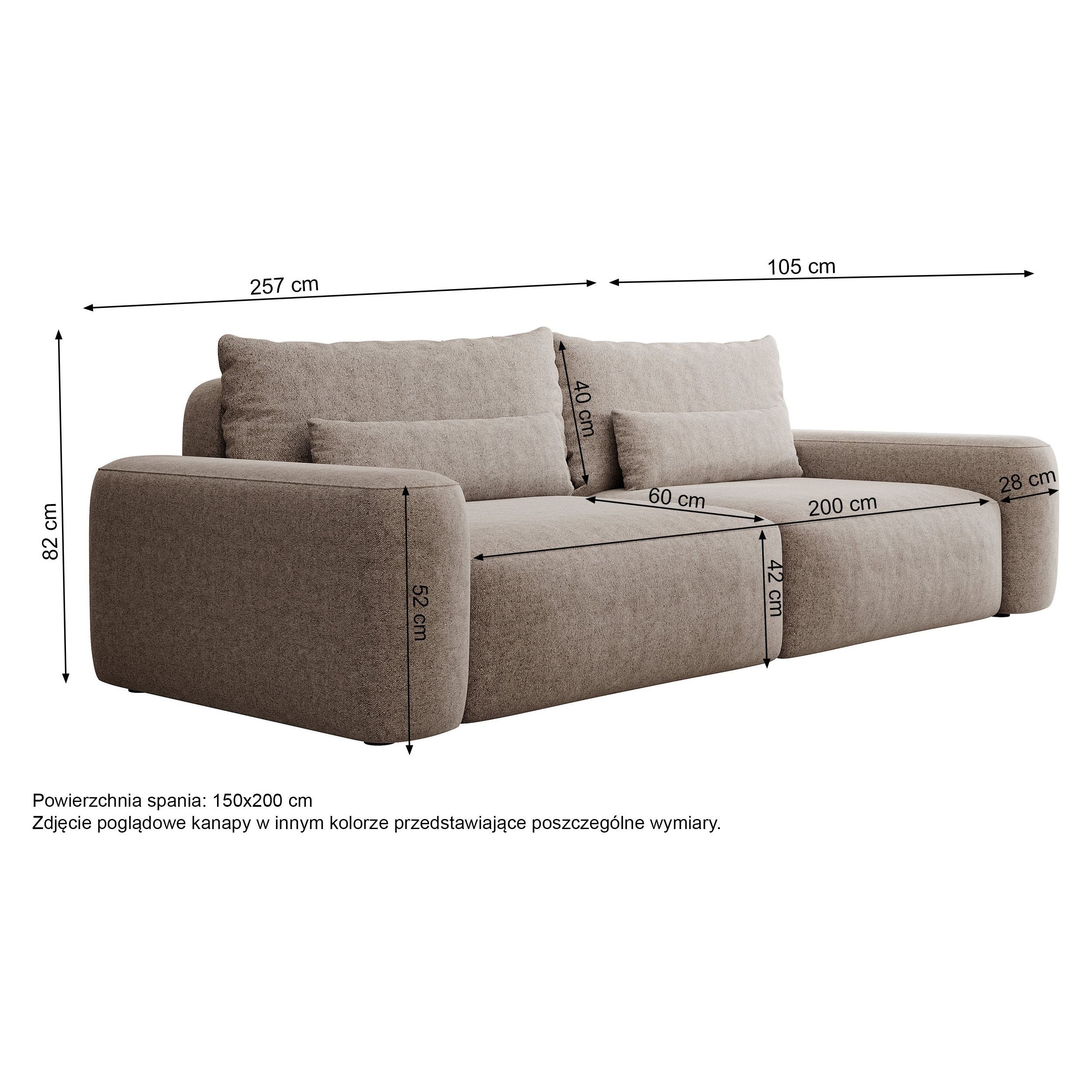 Sofa lova CARNA, šviesiai ruda spalva, boucle