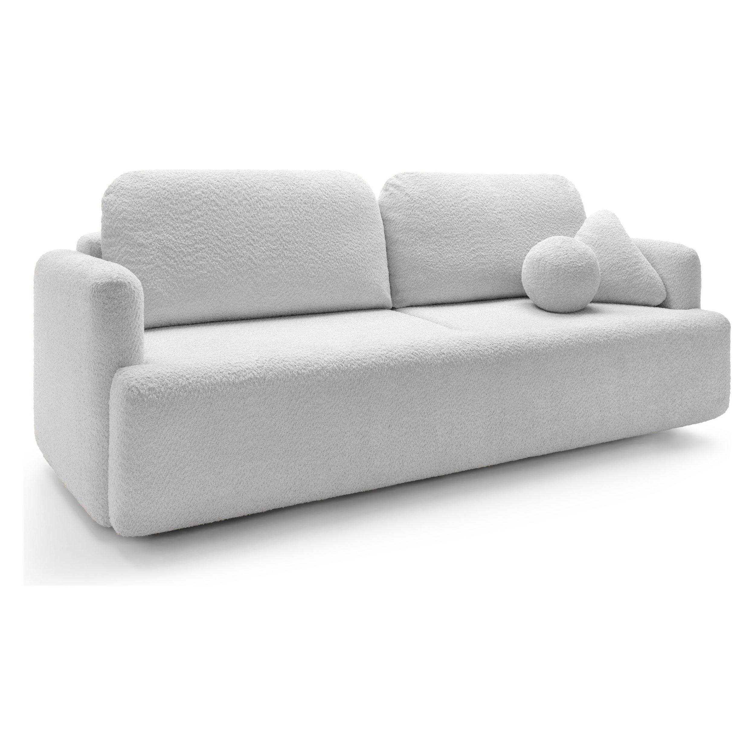 Sofa su daiktadėže AMBINA, šviesiai pilka spalva, boucle