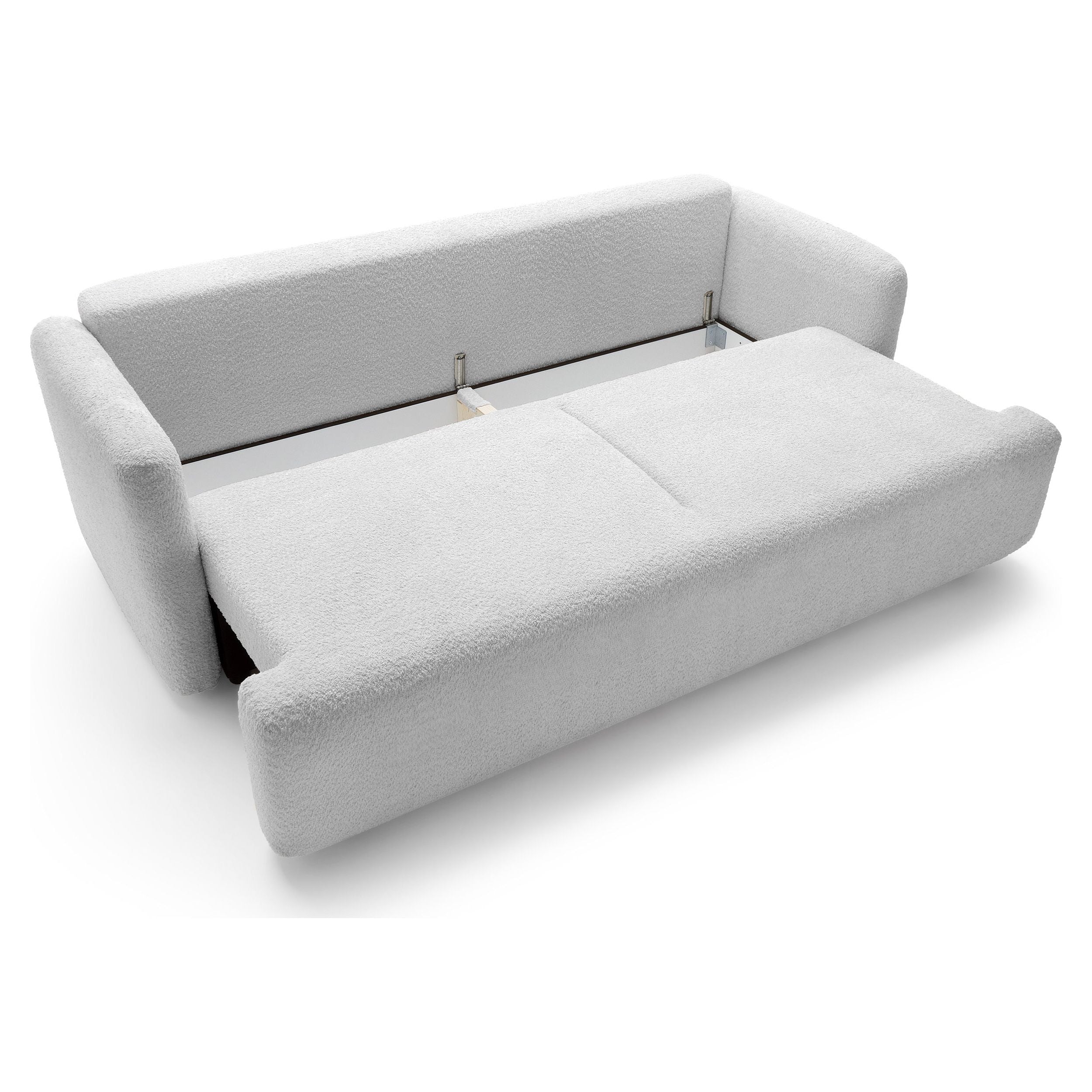 Sofa su daiktadėže AMBINA, šviesiai pilka spalva, boucle