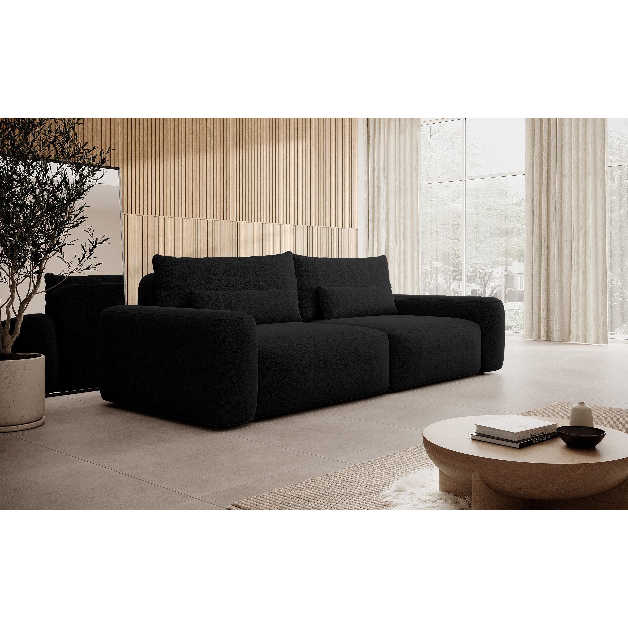 CARNA sofa bed, black, boucle