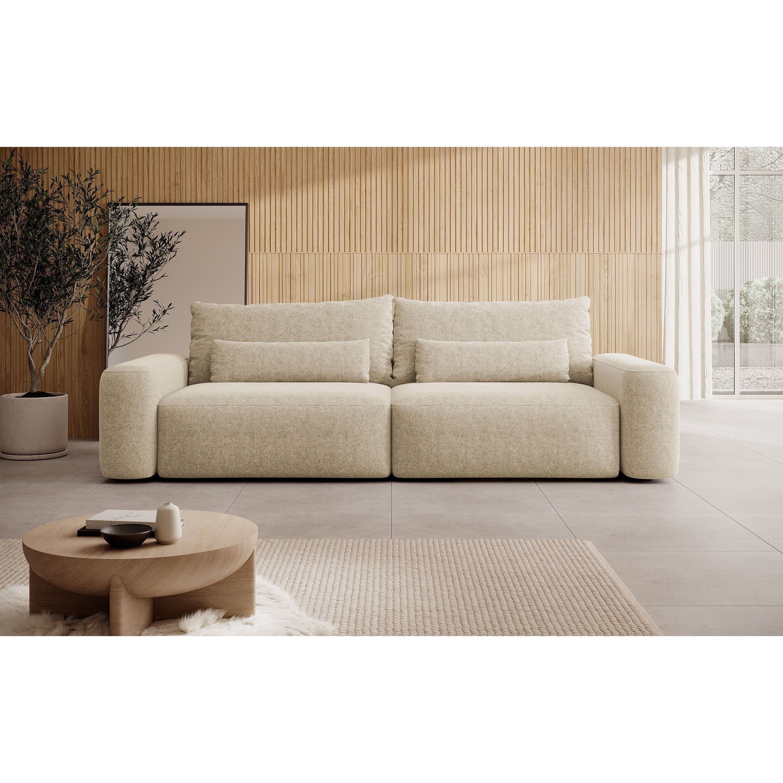 Sofa lova CARNA, šviesi smėlio spalva, boucle