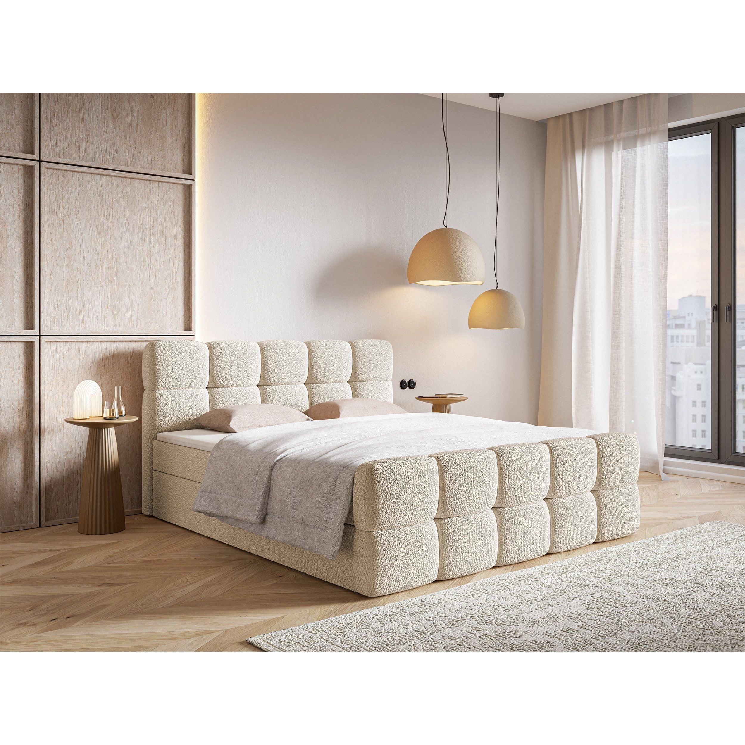 Continental bed Clouds, light beige, boucle fabric
