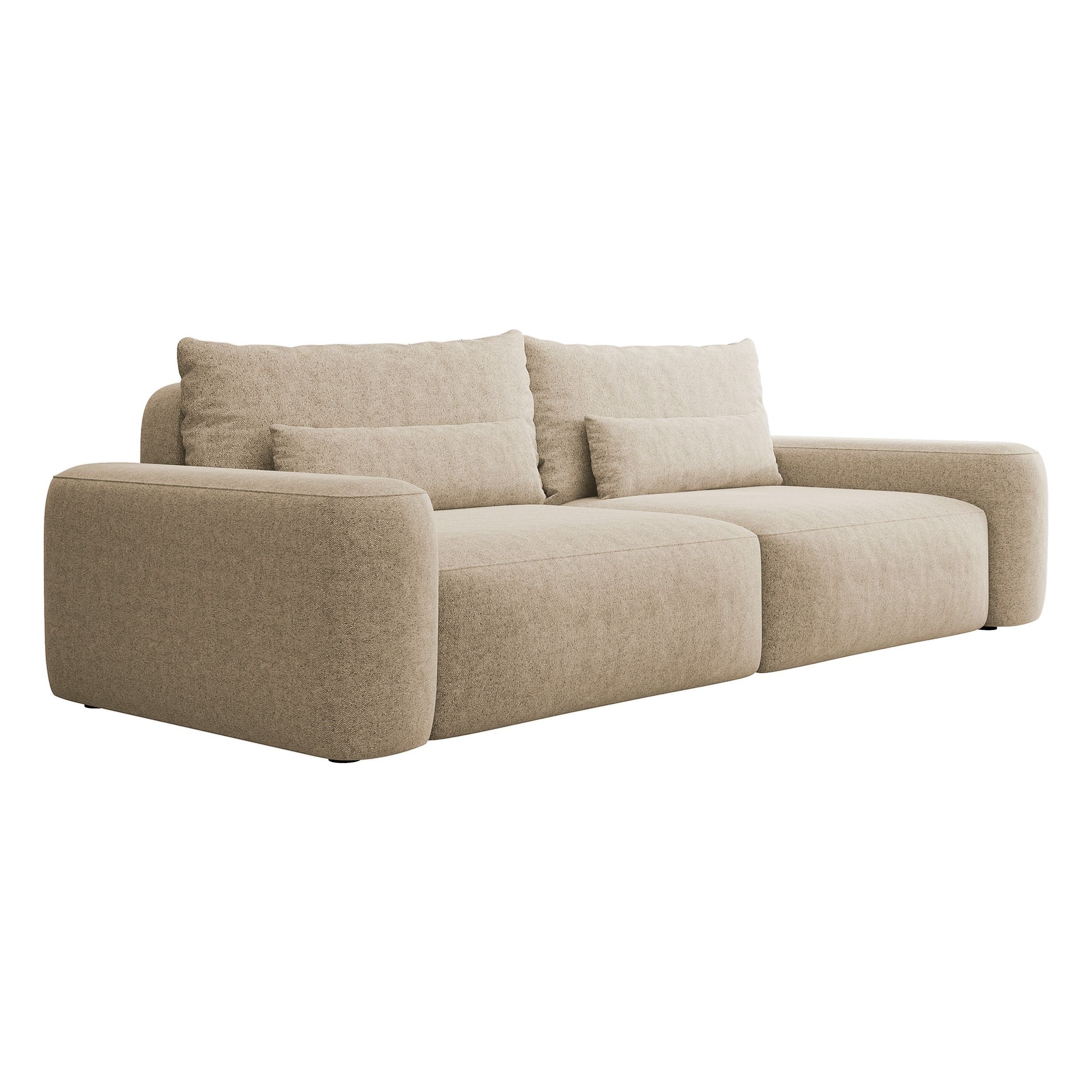 Sofa lova CARNA, šviesi smėlio spalva, boucle