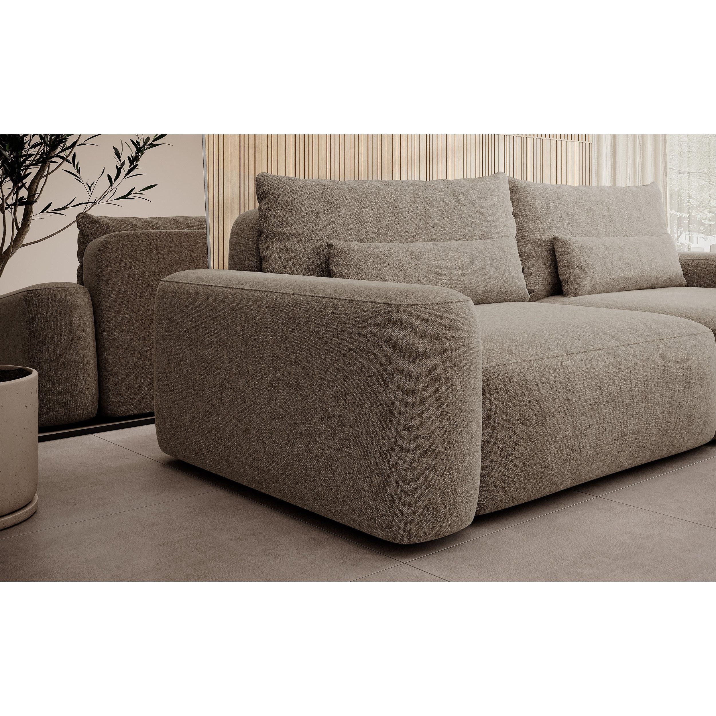 Sofa lova CARNA, šviesiai ruda spalva, boucle