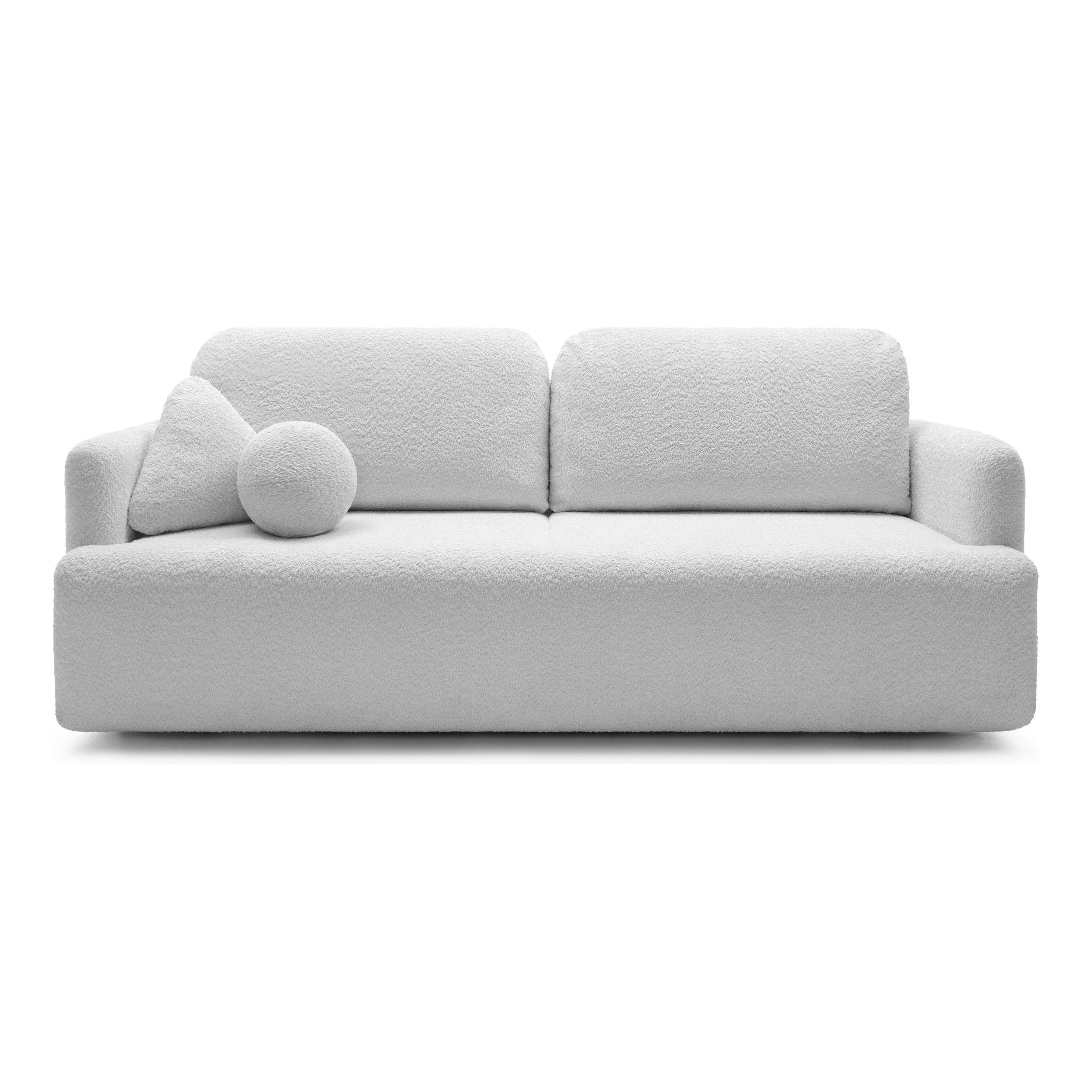 Sofa su daiktadėže AMBINA, šviesiai pilka spalva, boucle