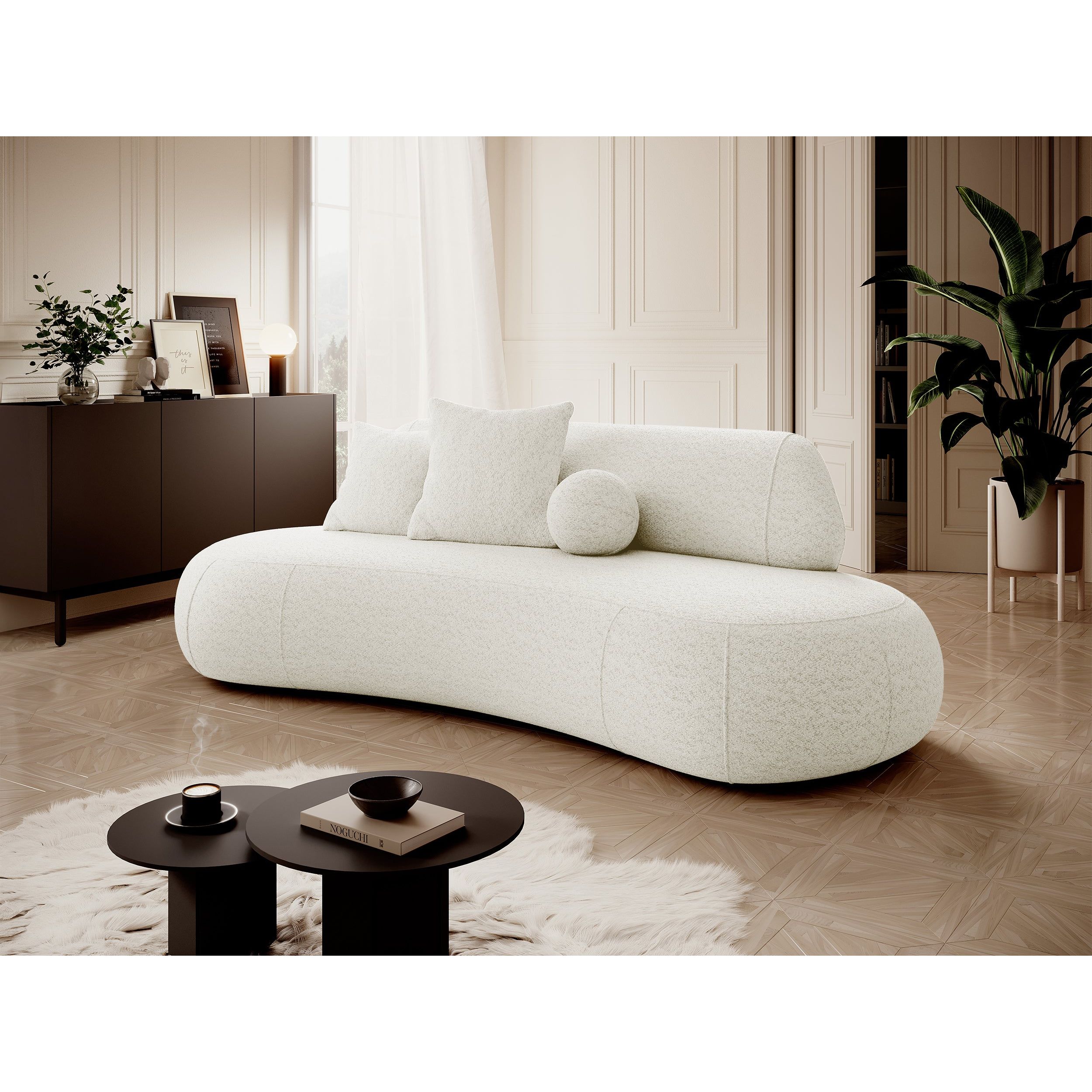 Sofa BALME, baltos spalvos, boucle