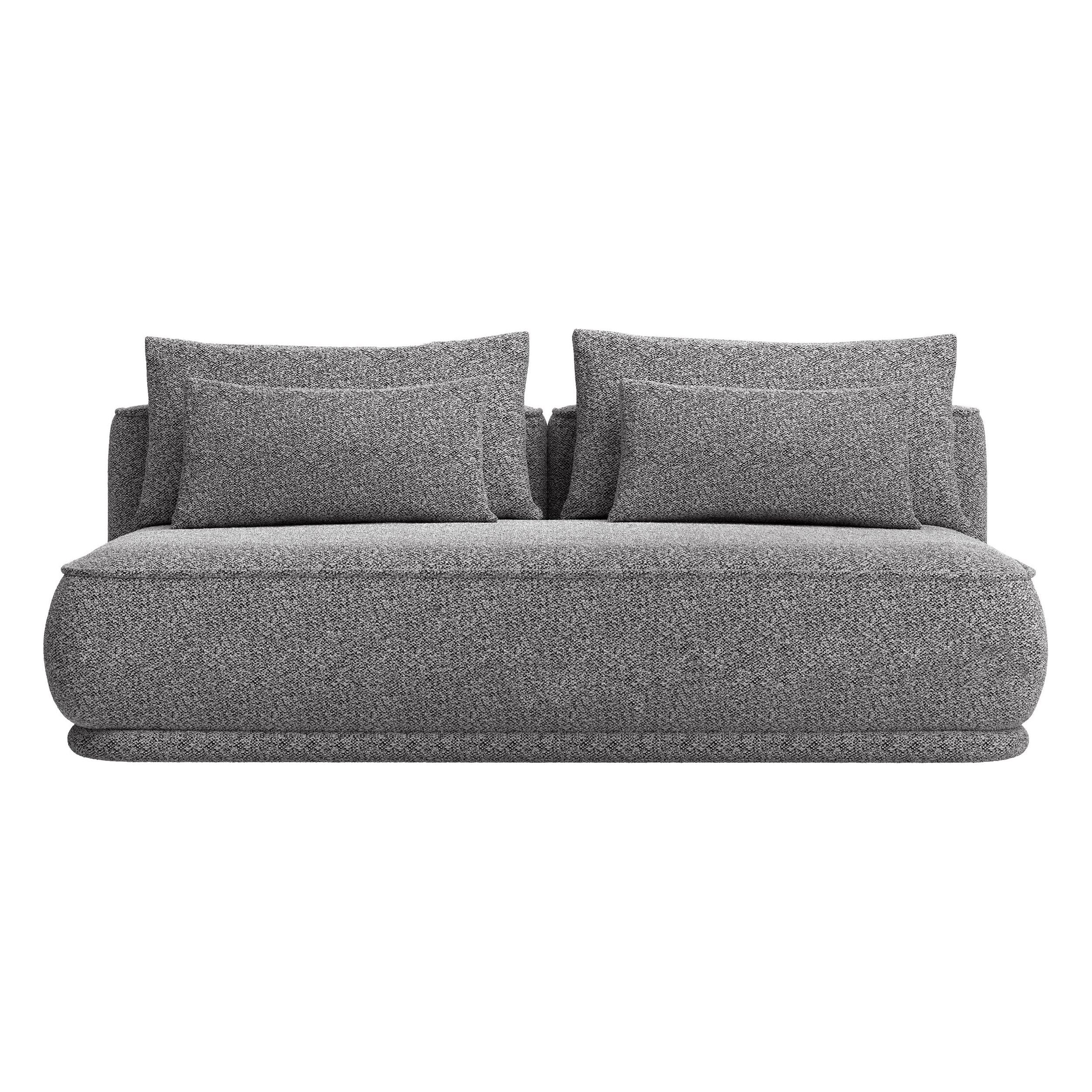 Trivietė sofa lova LENNO, tamsiai pilka spalva, boucle