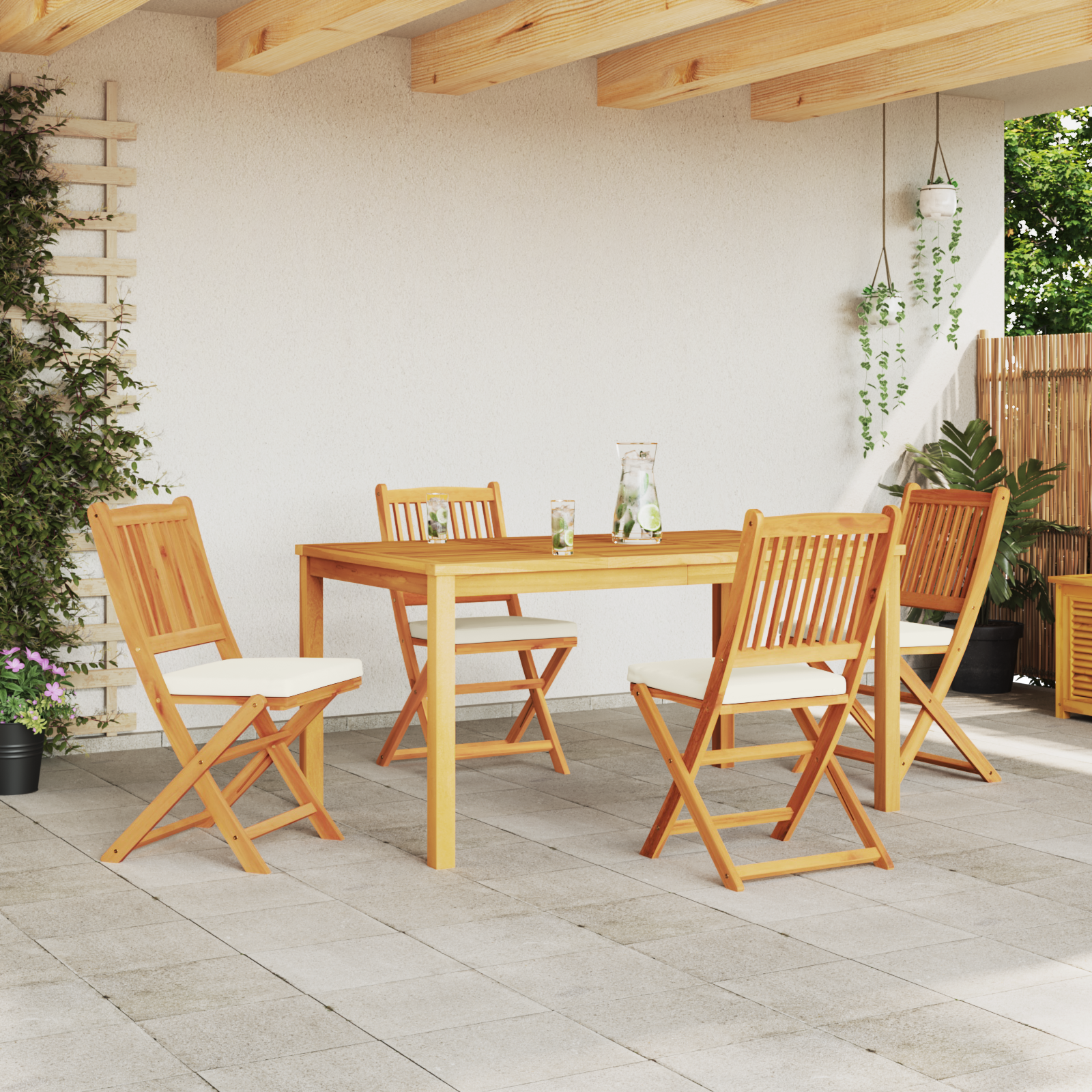 Foldable chair with cushion 4 pcs White 49 x 57.5 x 92cm