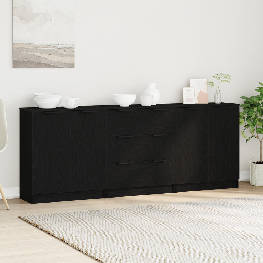 Kabalas 3 pcs Juodas ąžuolas 180 x 30 x 70 cm Apdirbta mediena