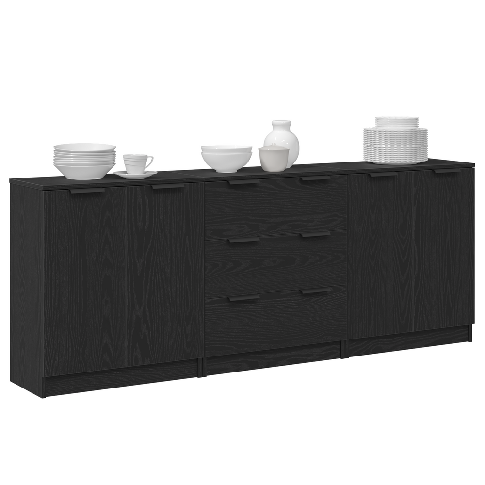 Kabalas 3 pcs Juodas ąžuolas 180 x 30 x 70 cm Apdirbta mediena