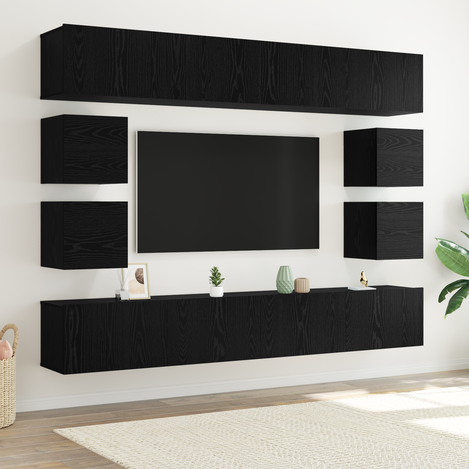 TV spintelių komplektas Juodas ąžuolas Apdirbta mediena