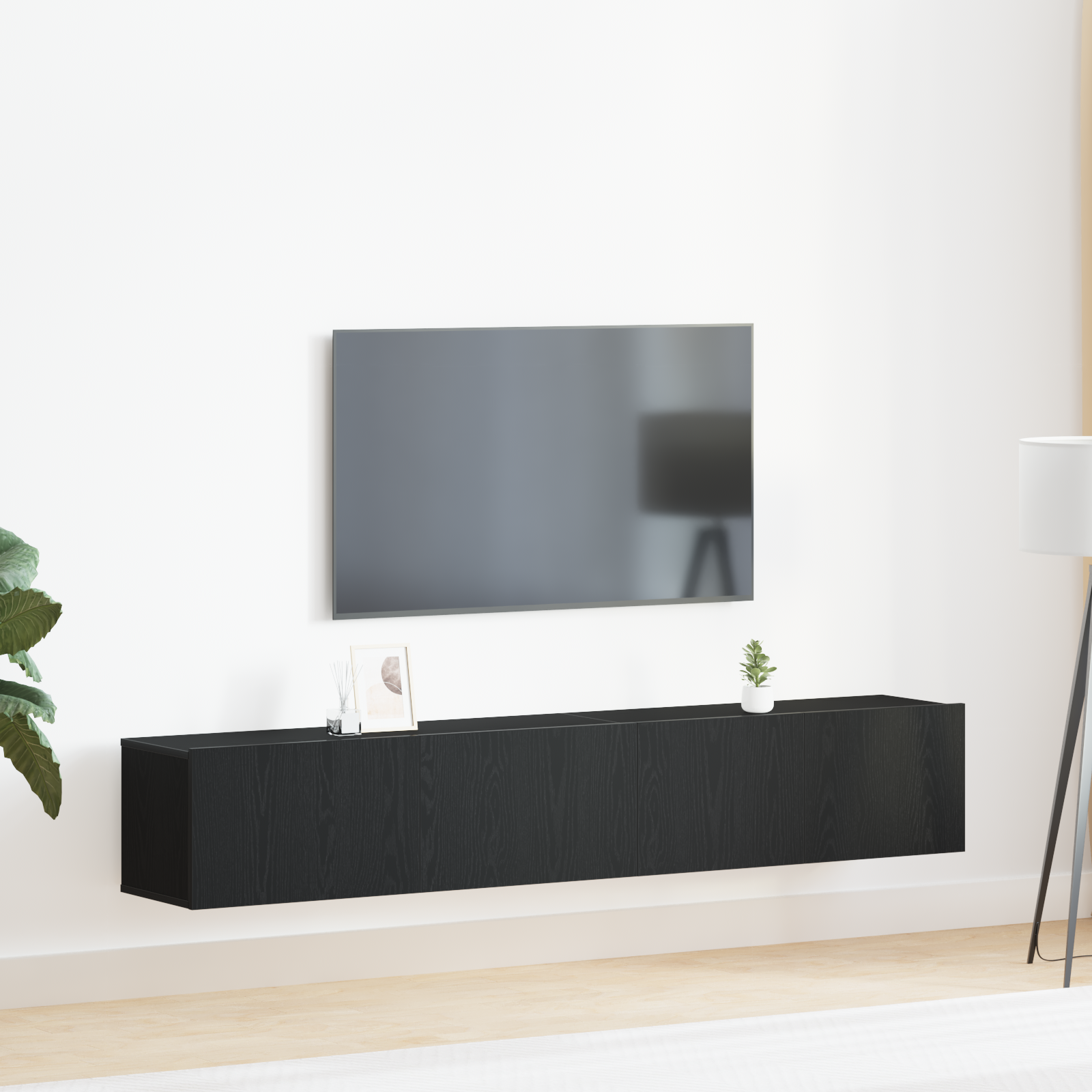 TV Cabinet Set 2 pcs Black Oak Engineered Wood
