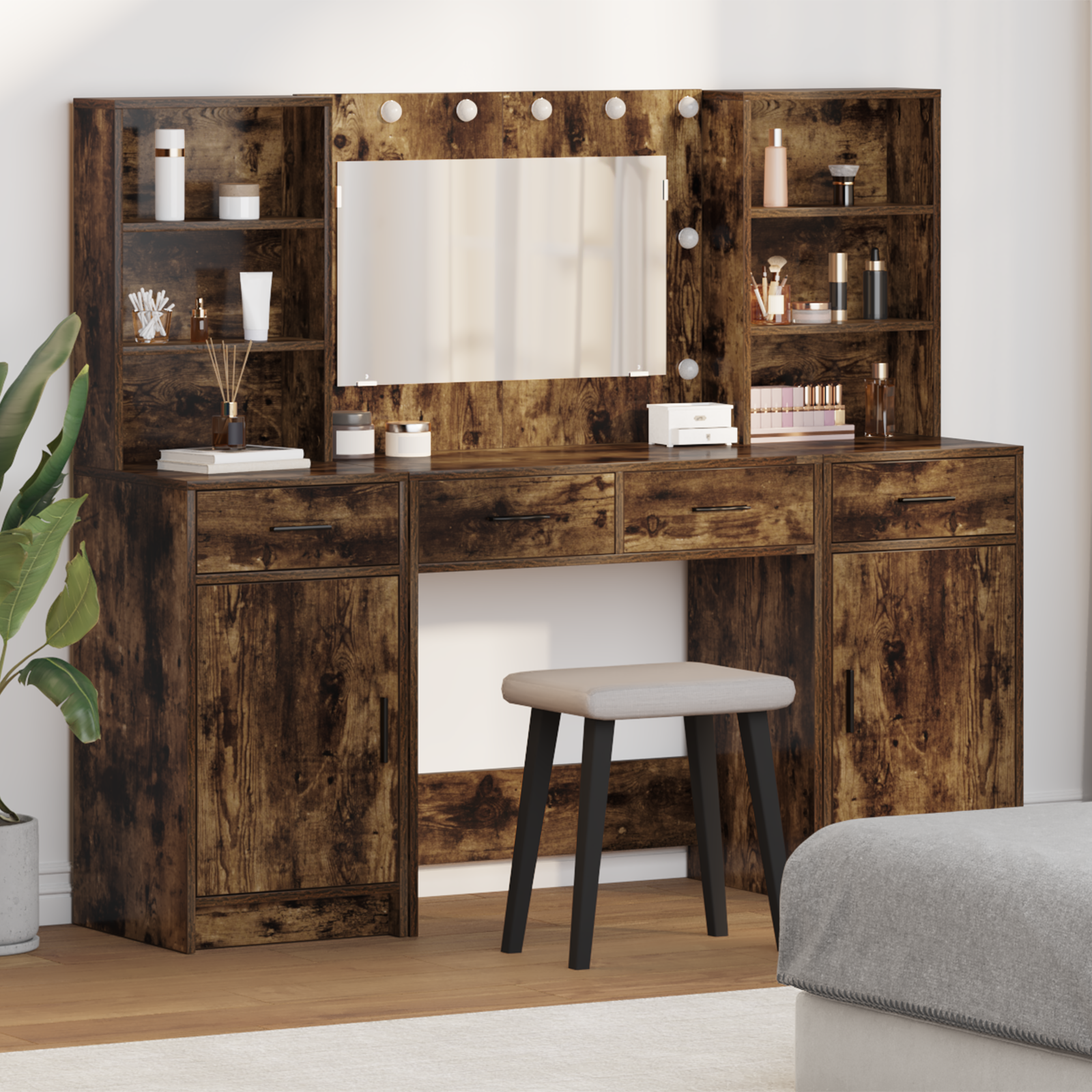 Tualetės rinkinys 3 pcs Rūkyta ąžuolas 78.5 x 41 x 135 cm