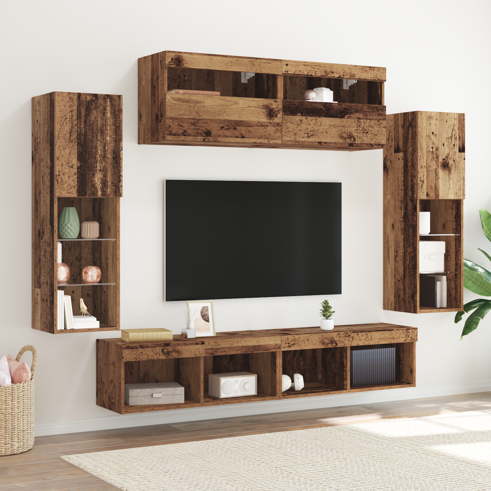TV spintelių komplektas 6 pcs Sena mediena Apdirbta mediena